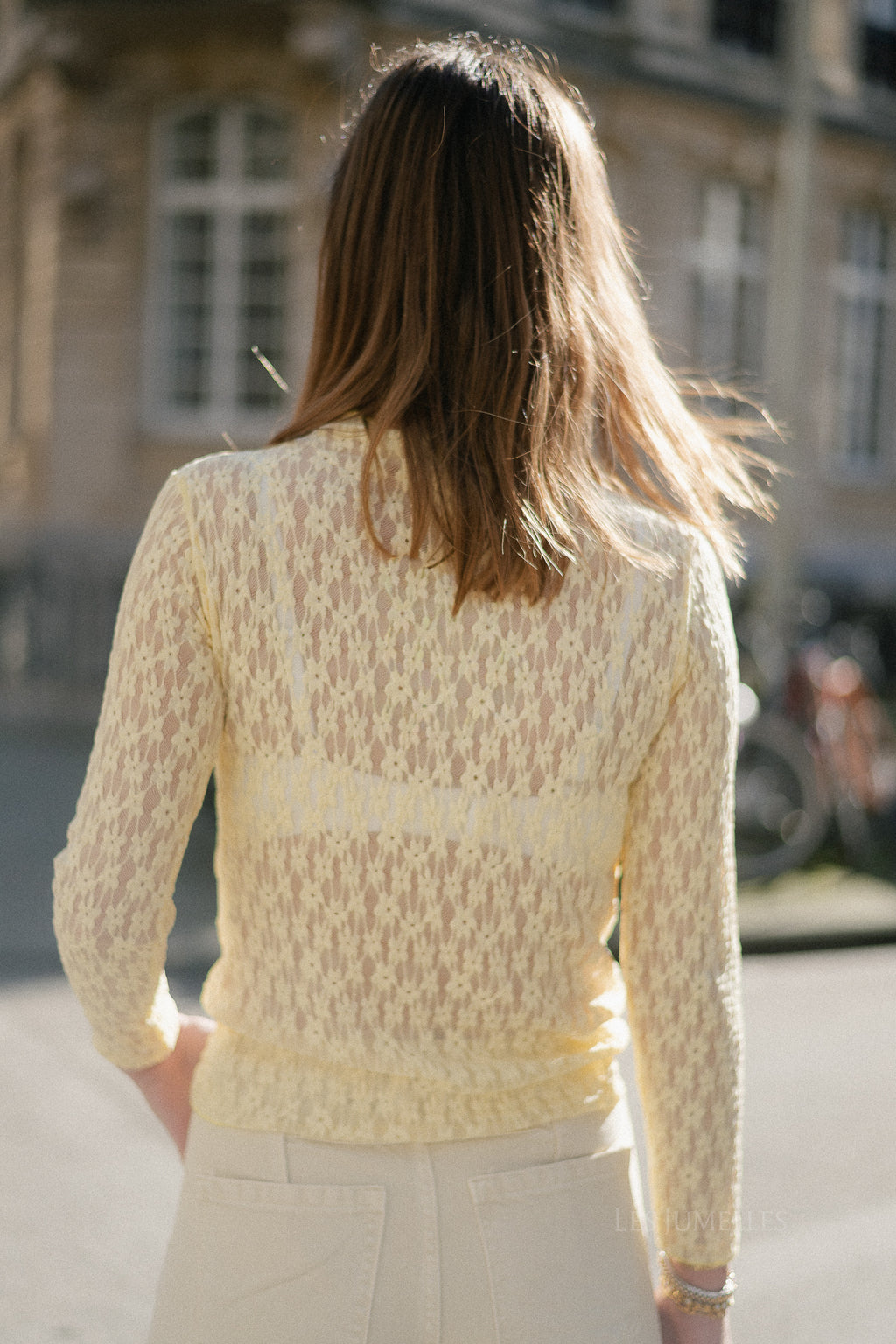 Vivienne LS lace top light yellow