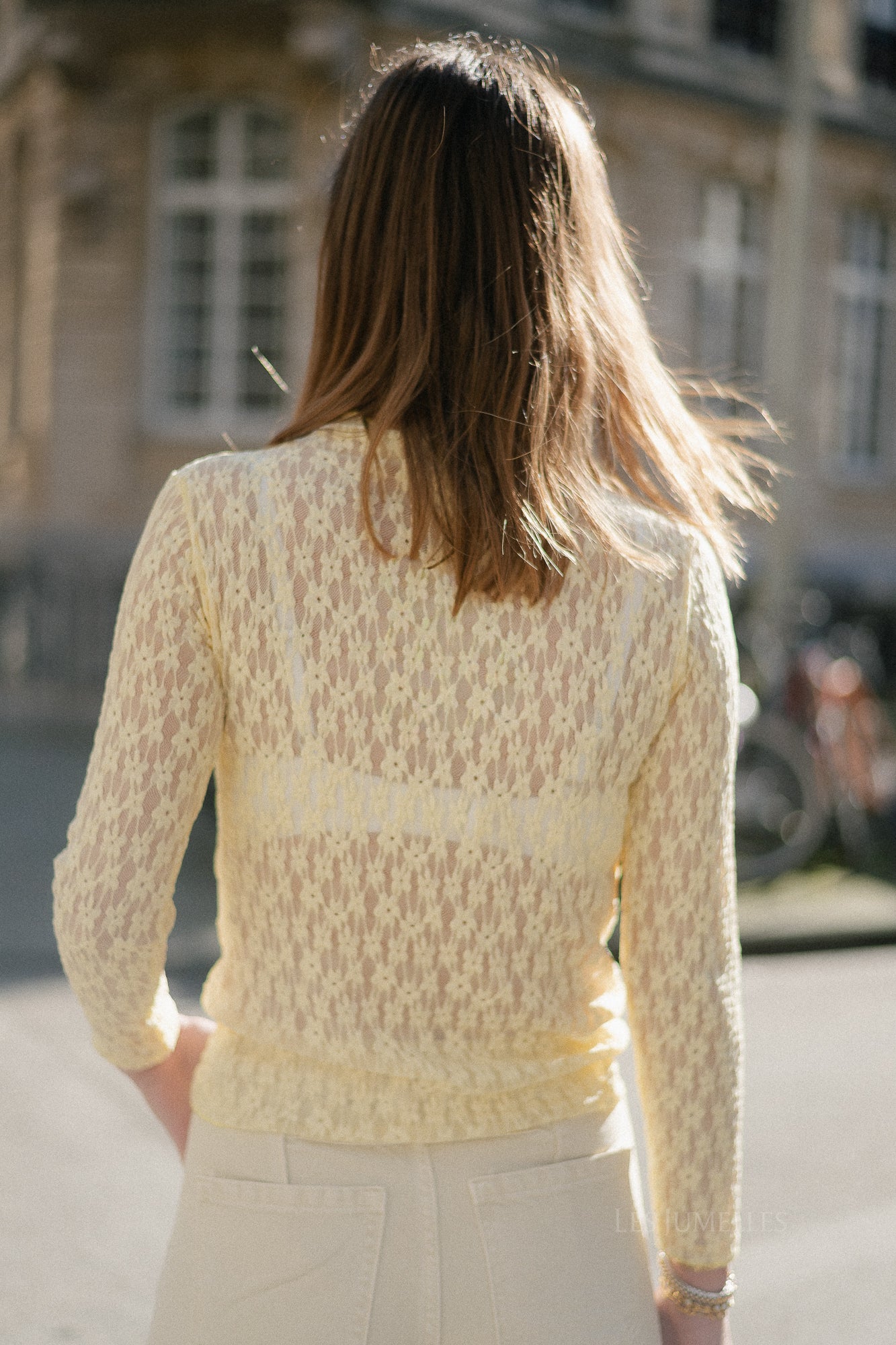 Vivienne LS lace top light yellow