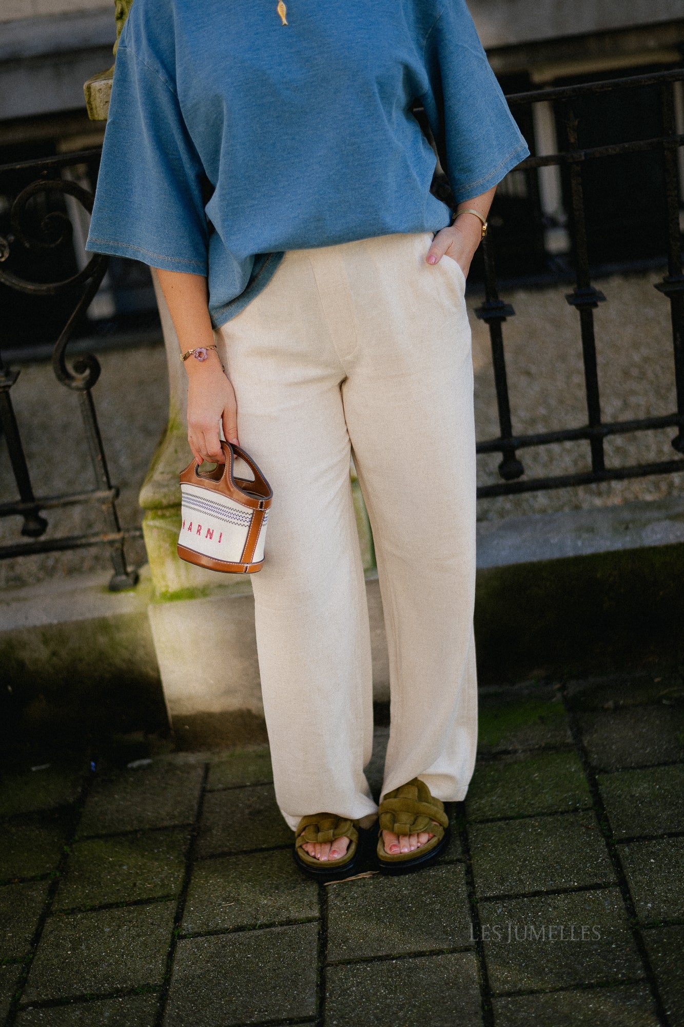 OBJSanne Aline wide pant sandshell