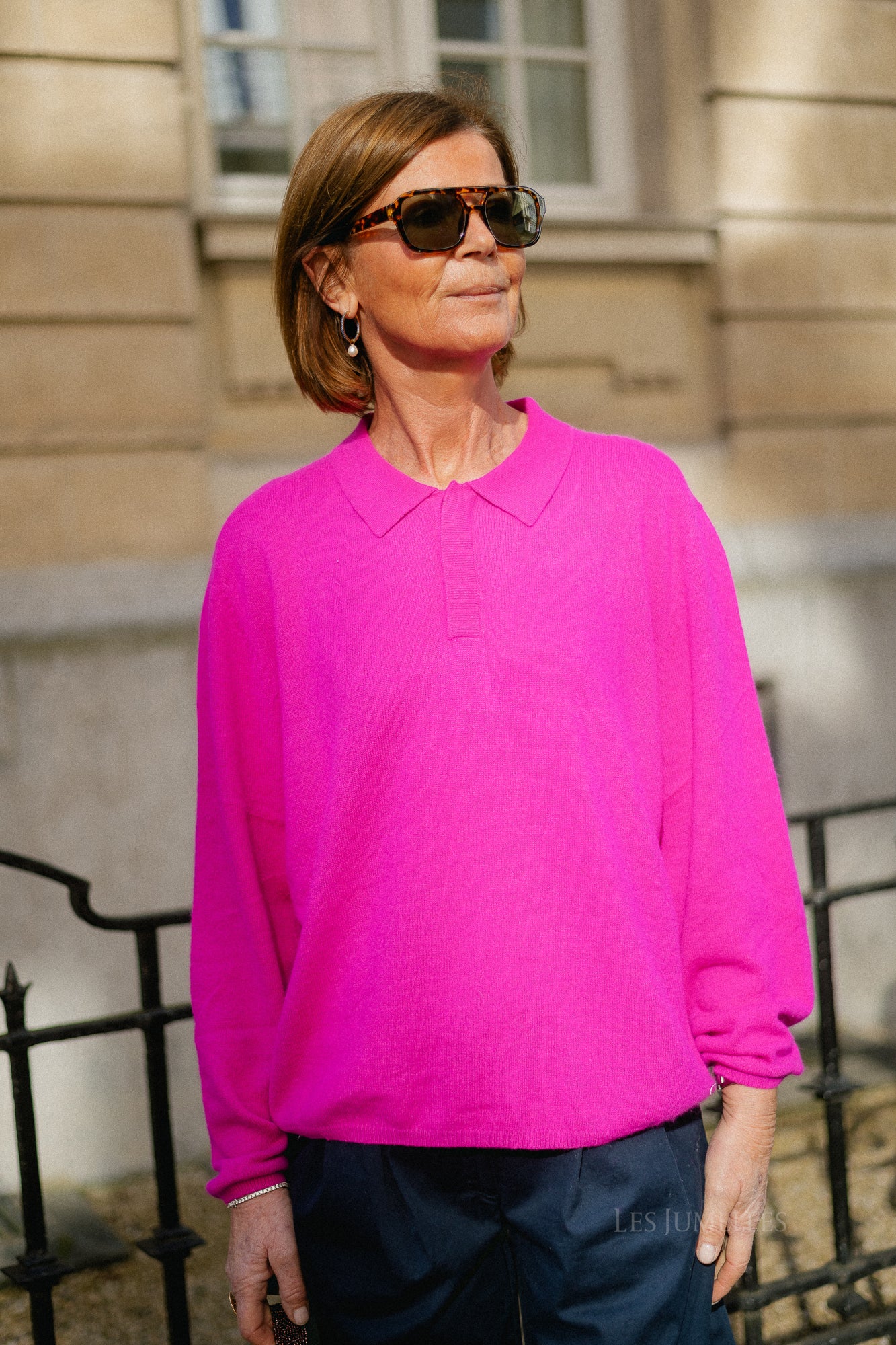 Elisabeth long-sleeve polo shirt fuchsia