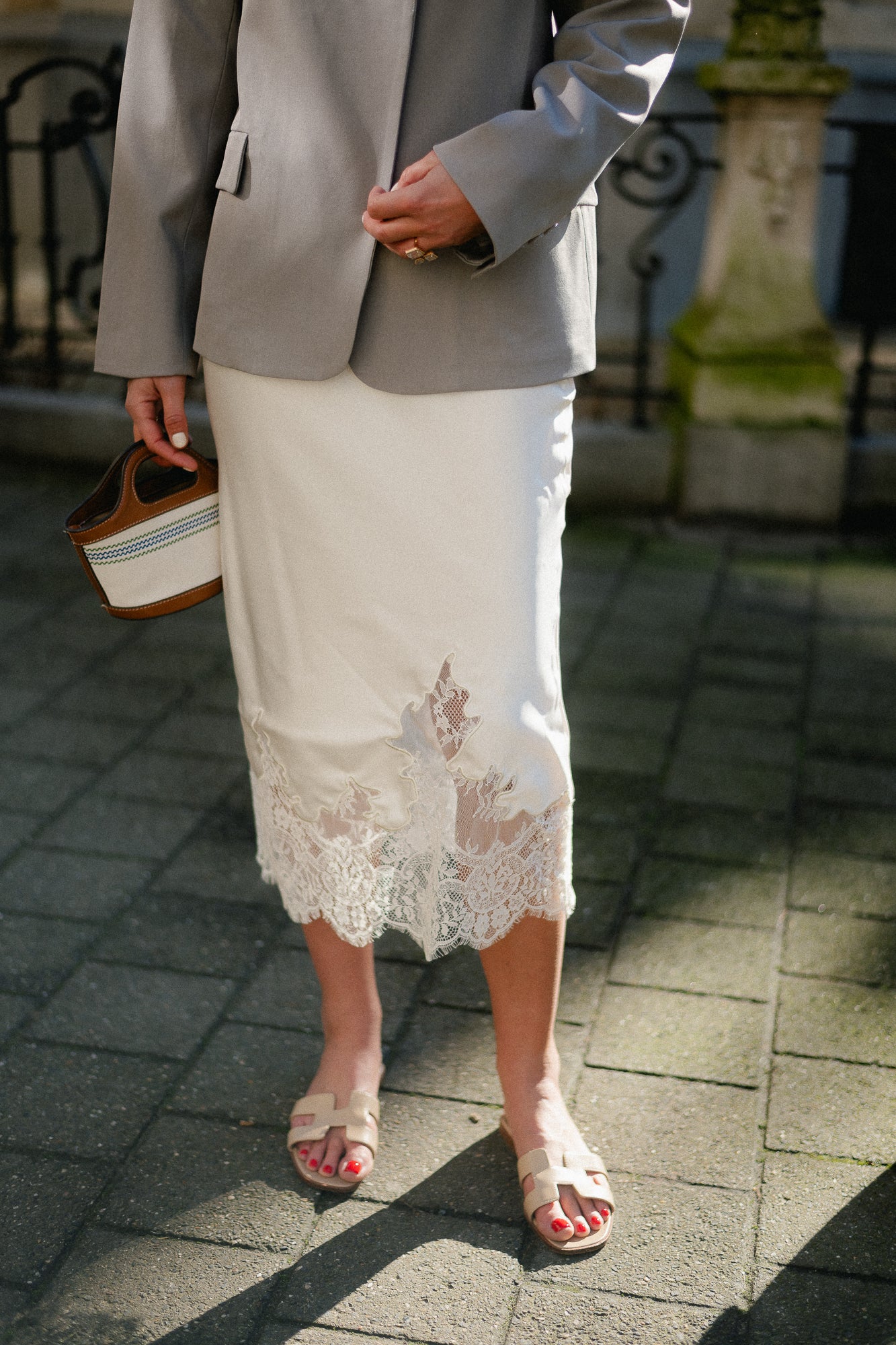 VISabel HW Midirock mit Spitzendetail in Birke