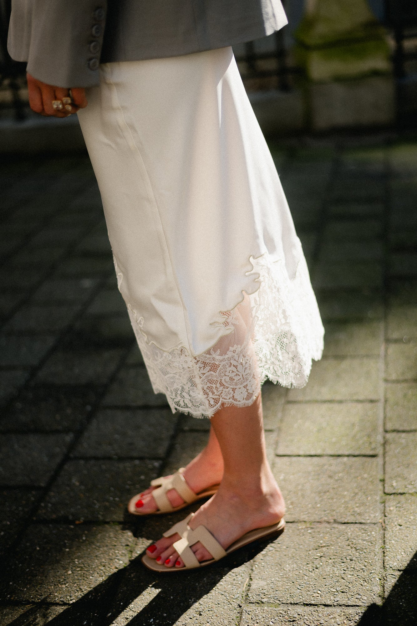 VISabel HW Midirock mit Spitzendetail in Birke