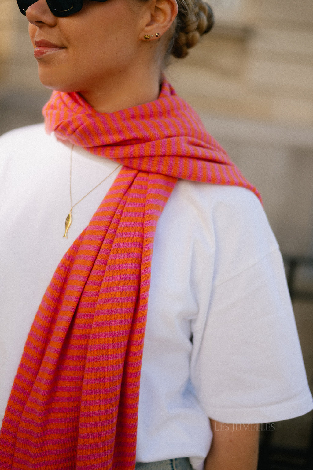 Florence striped scarf - fuchsia/orange