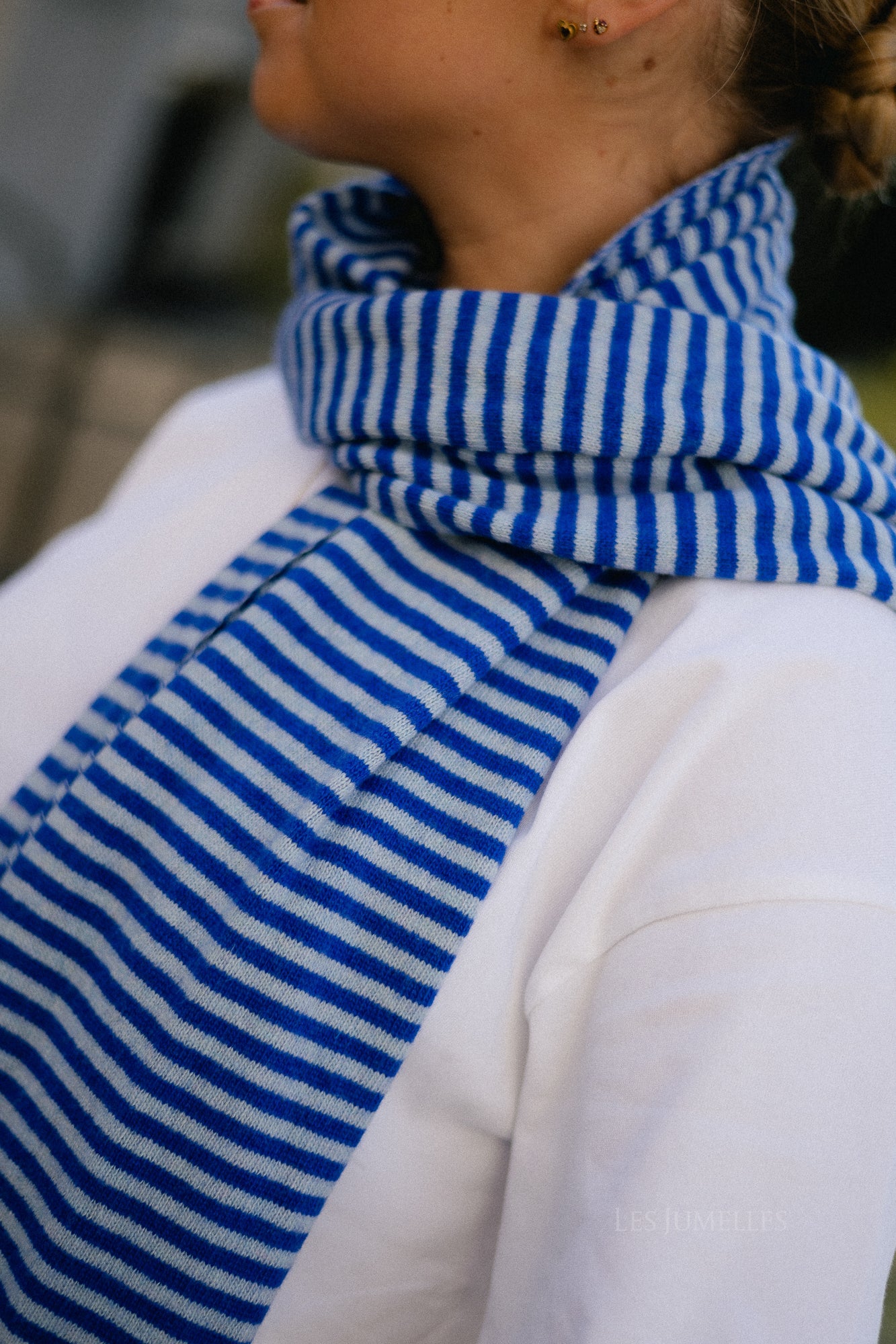 Florence striped scarf - royal blue/light blue