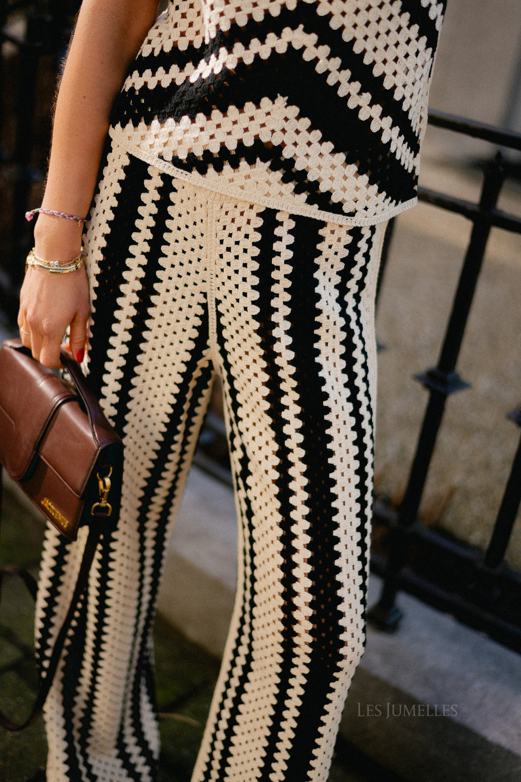 Jequel crochet pants - cream/black