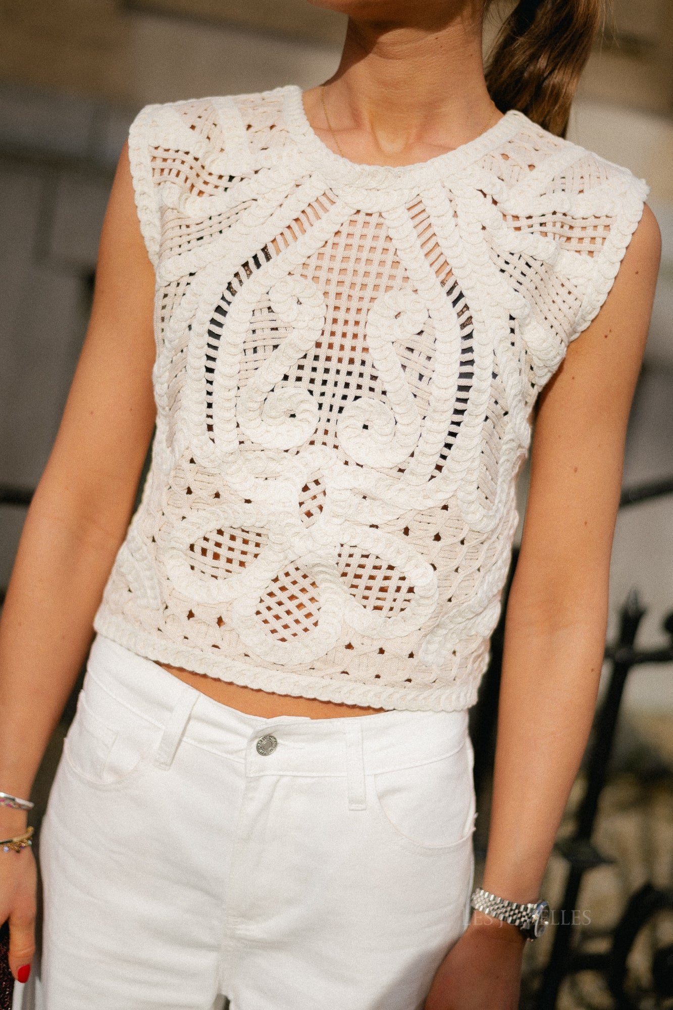 Polonia crochet top ecru