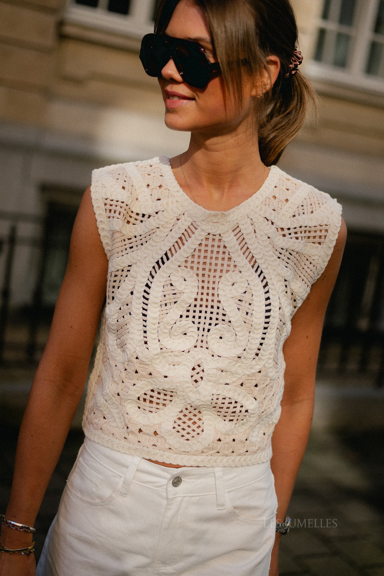 Polonia crochet top ecru