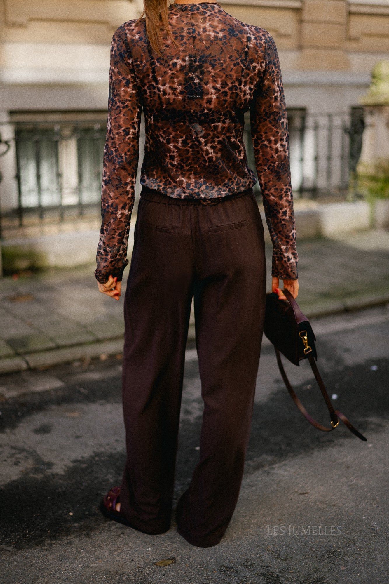 OBJSanne Aline wide pant seal brown