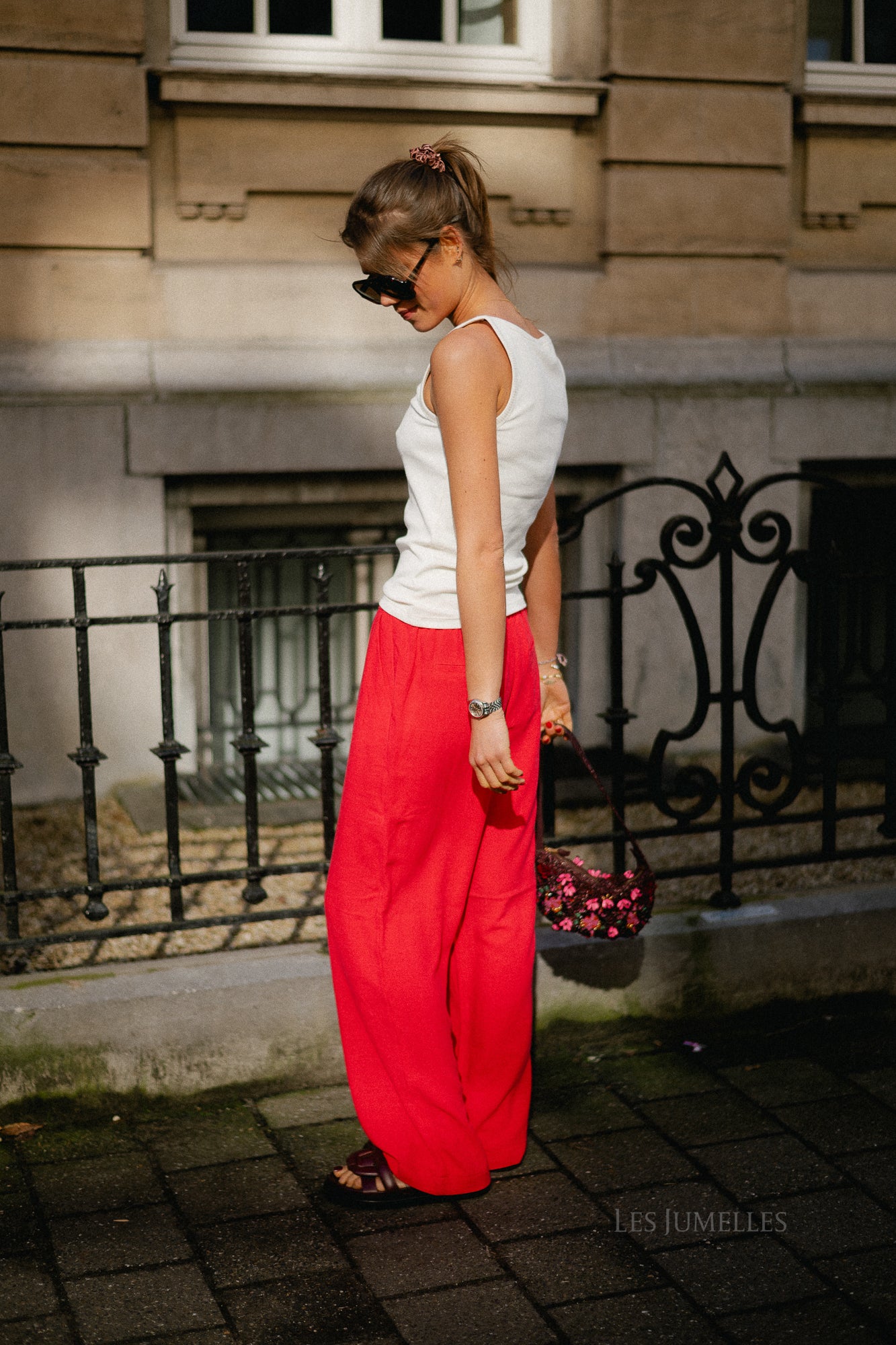 OBJSanne Aline wide pant poinsettia