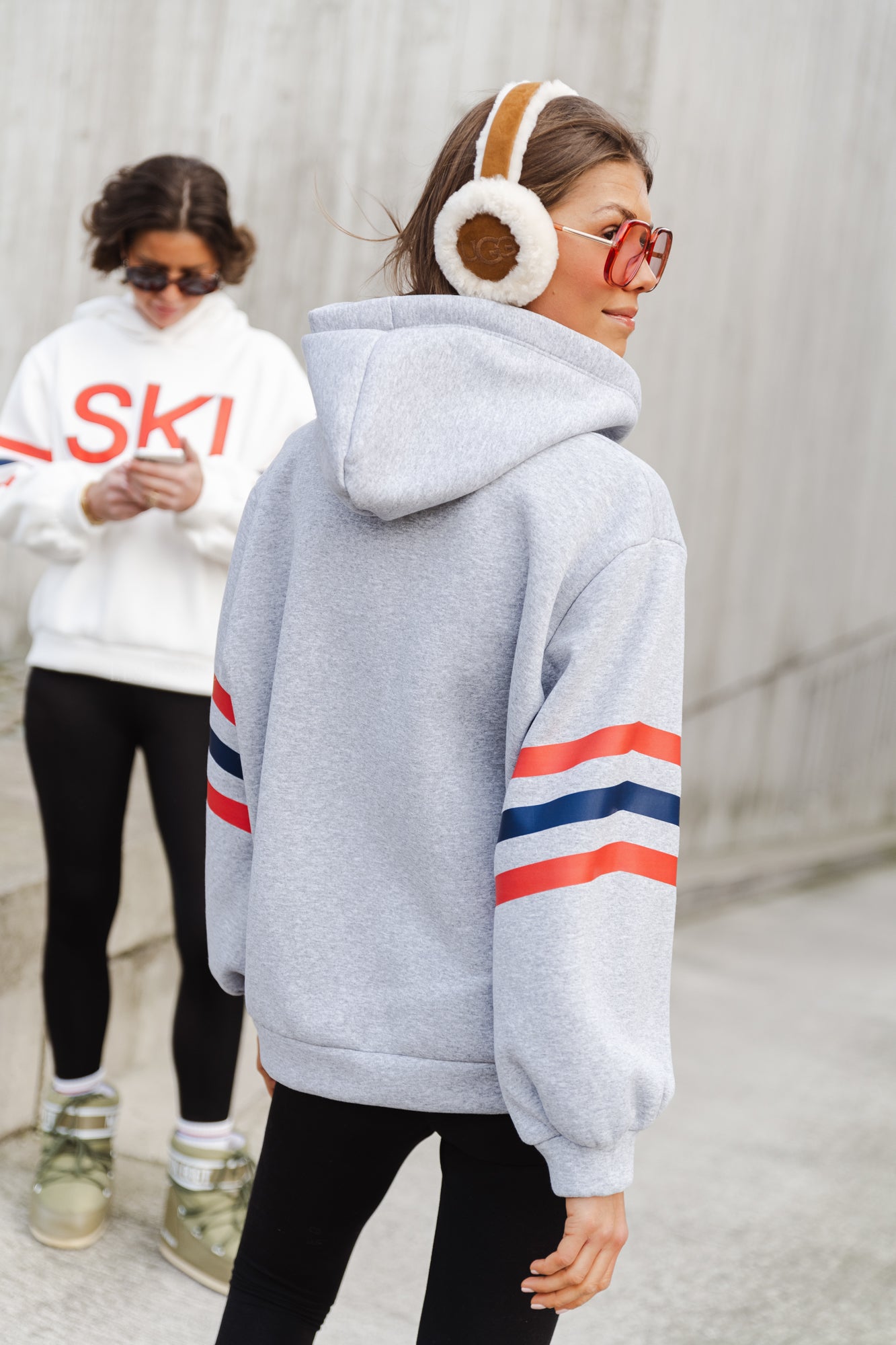 Ski hooded sweat grey Les Jumelles