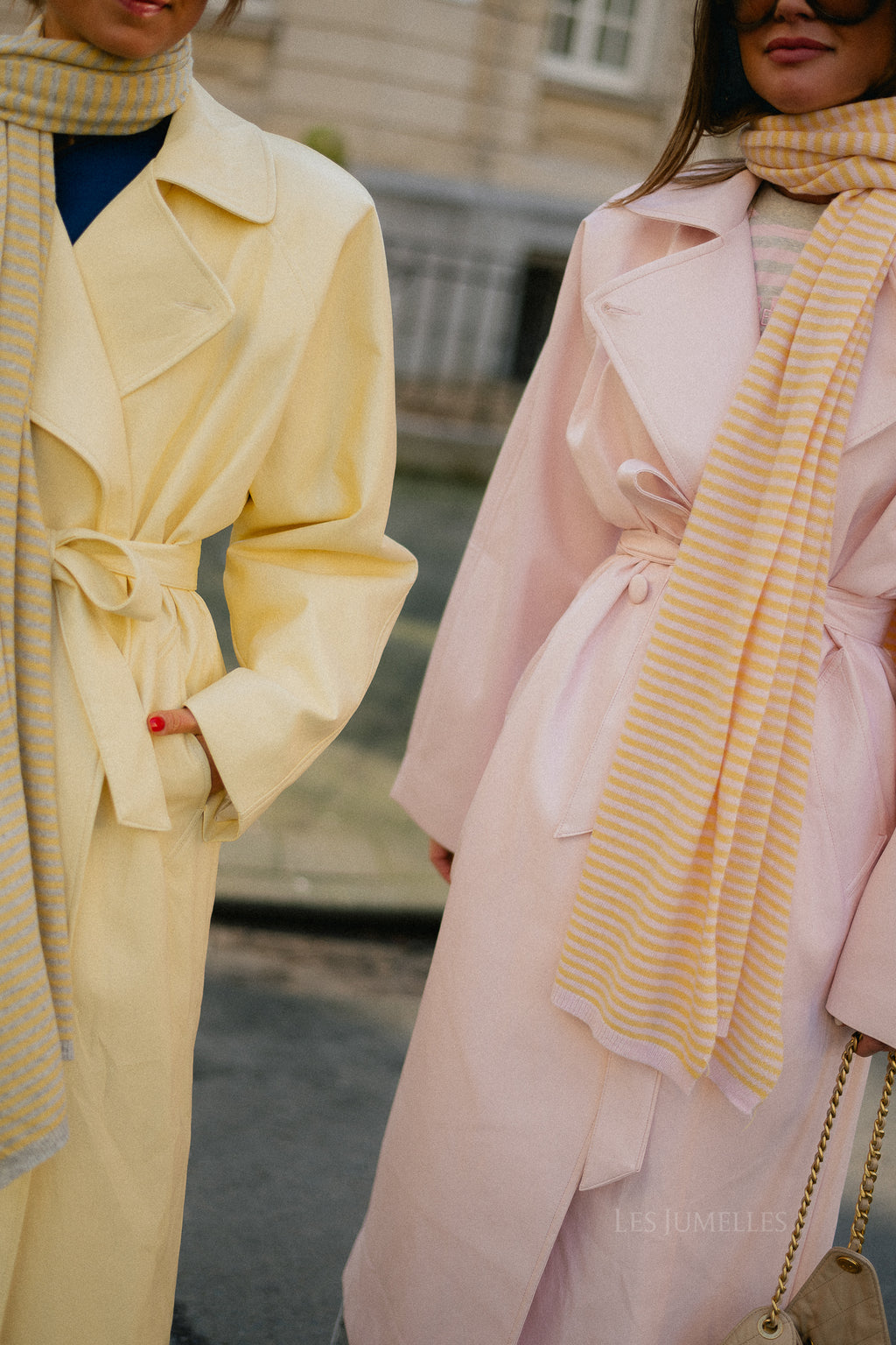 Florence striped scarf - baby pink/light yellow