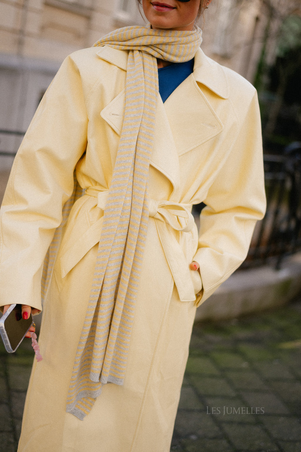 Florence striped scarf - grey/light yellow