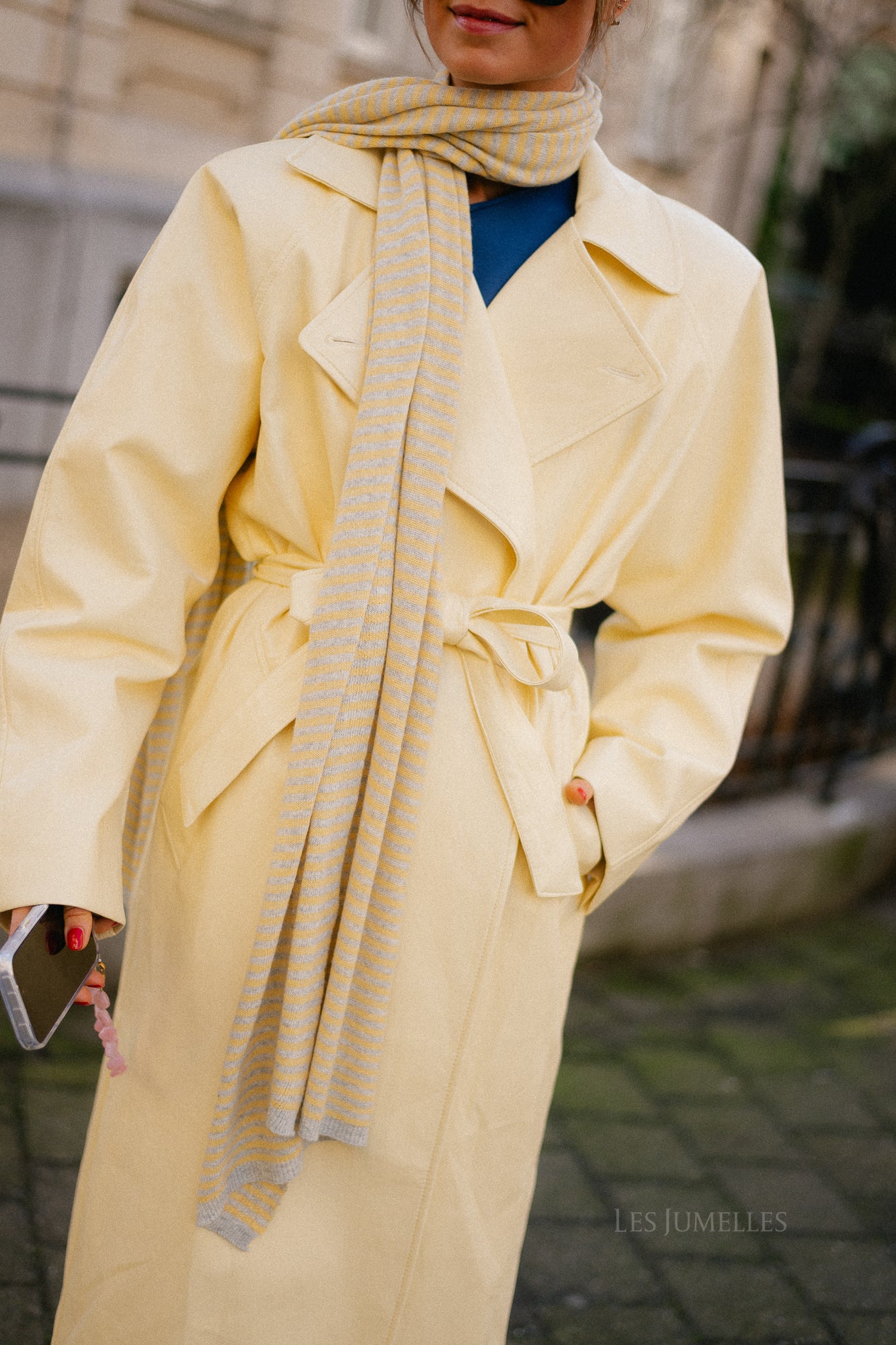 Florence striped scarf - grey/light yellow