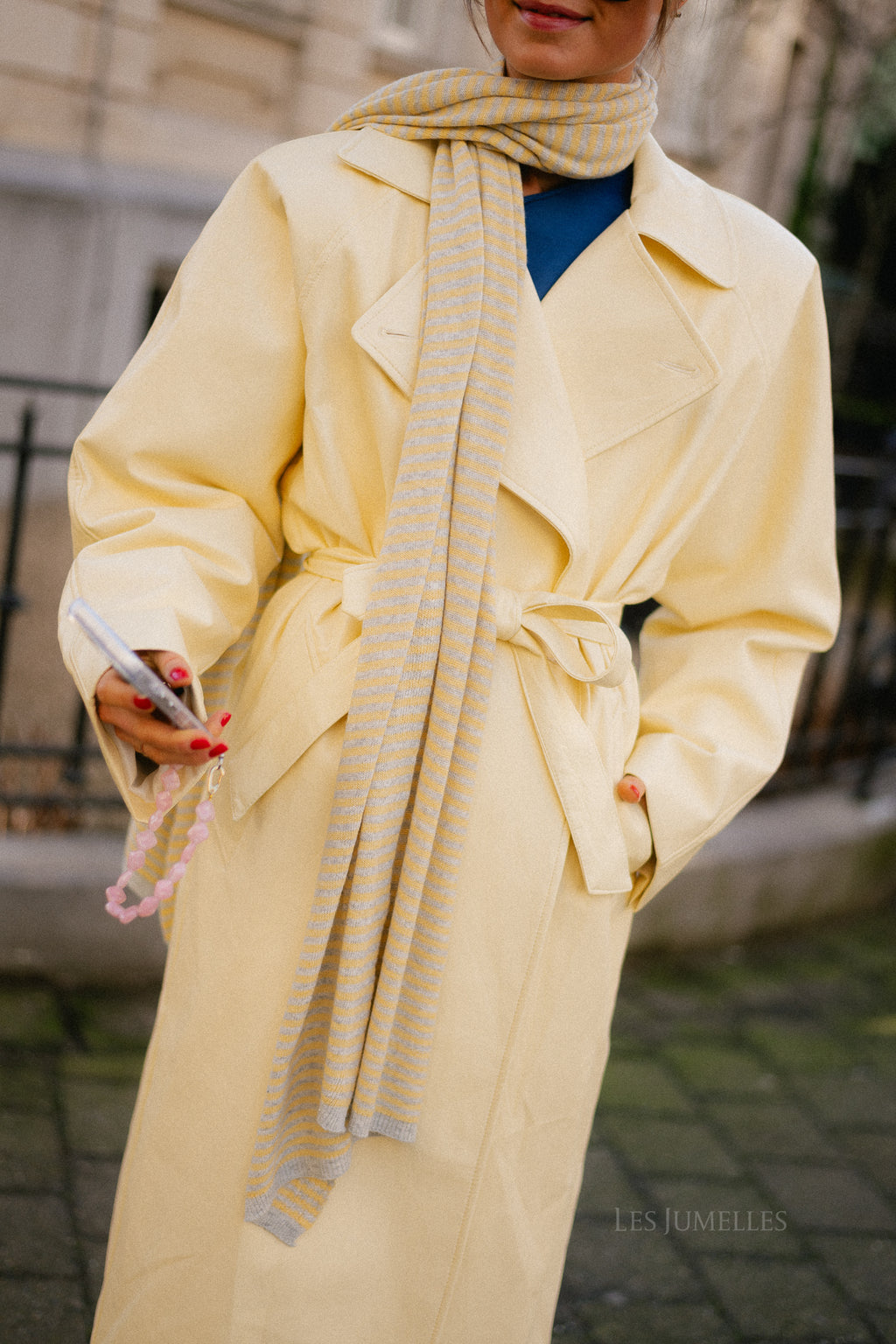 Florence striped scarf - grey/light yellow