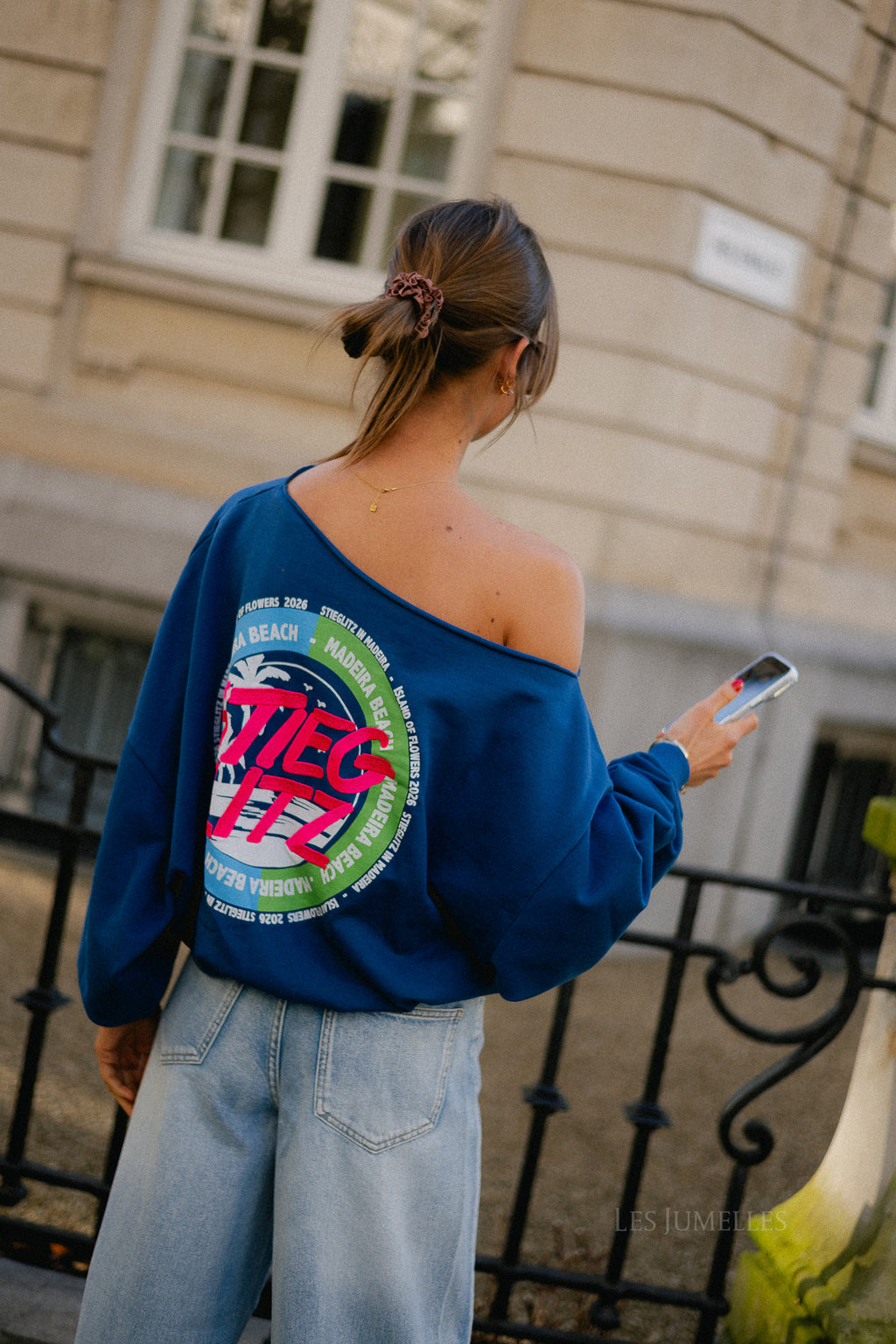 Maik off shoulder sweater blue