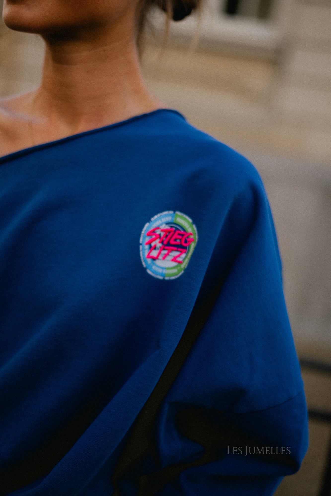 Maik off shoulder sweater blue