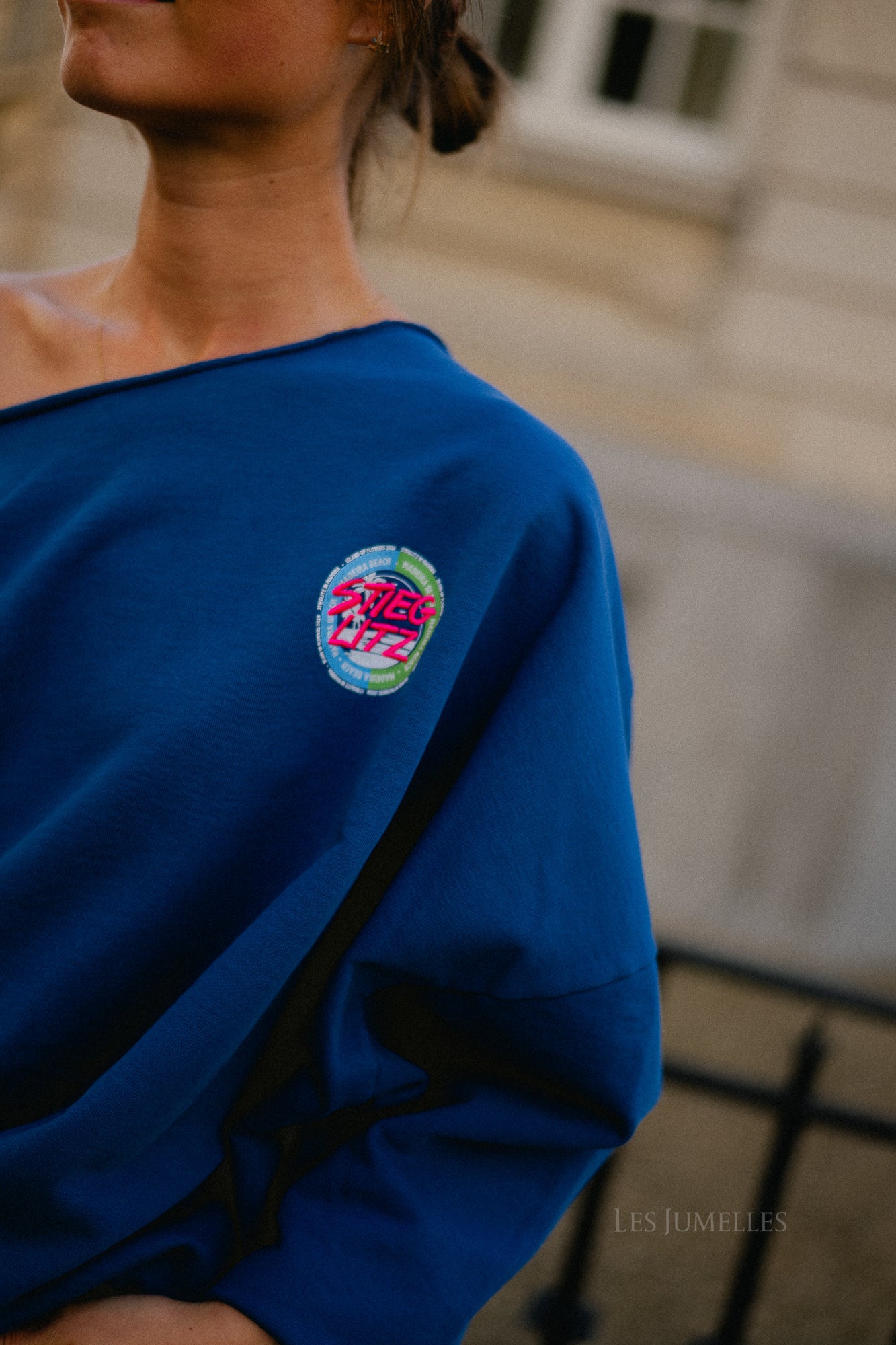 Maik off shoulder sweater blue