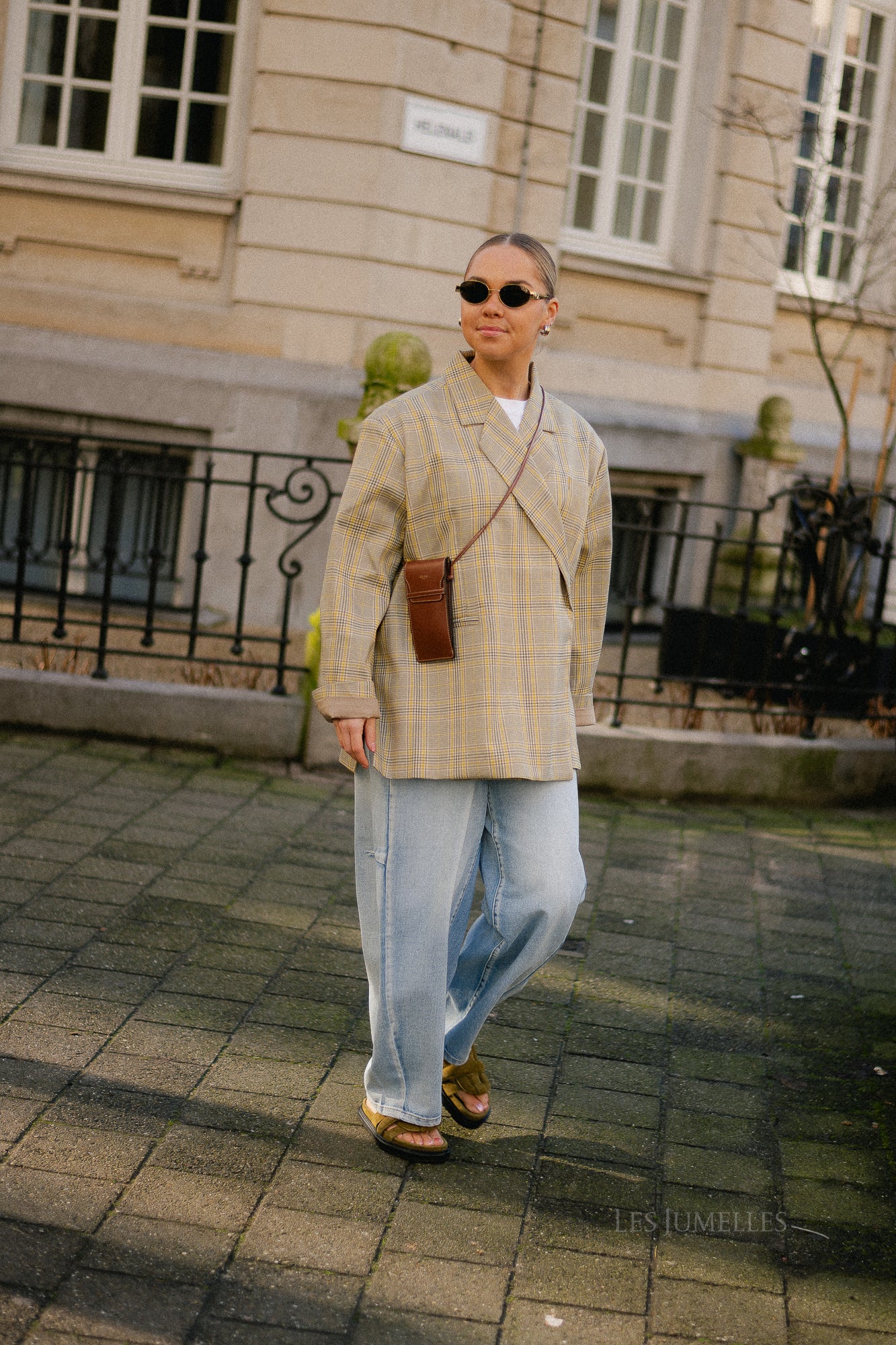 Chloe oversized signature check blazer taupe/yellow