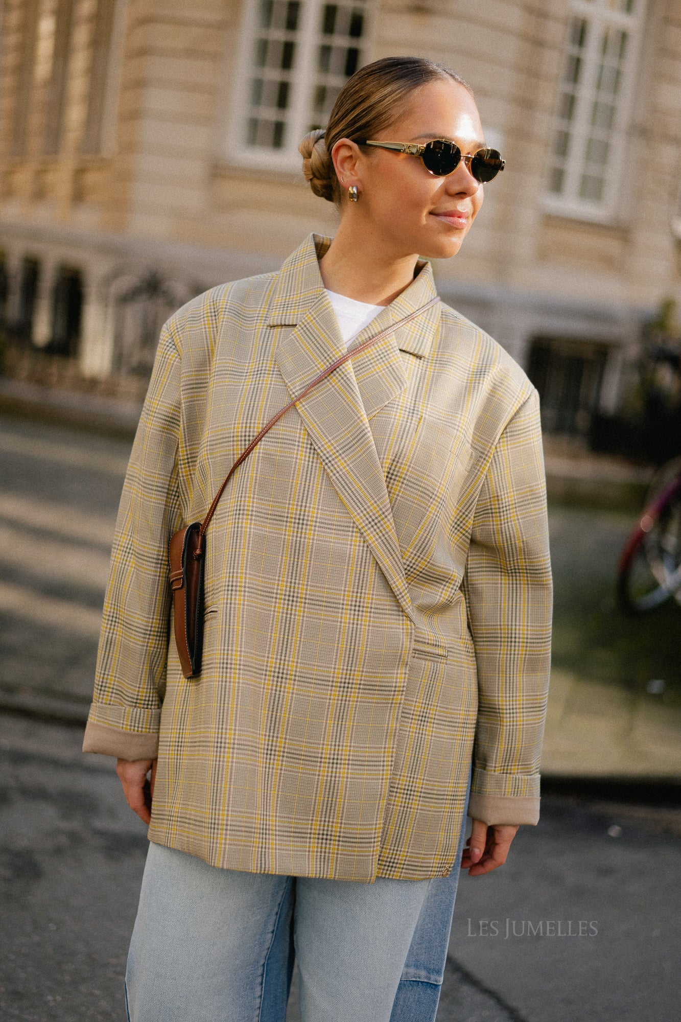 Chloe oversized signature check blazer taupe/yellow