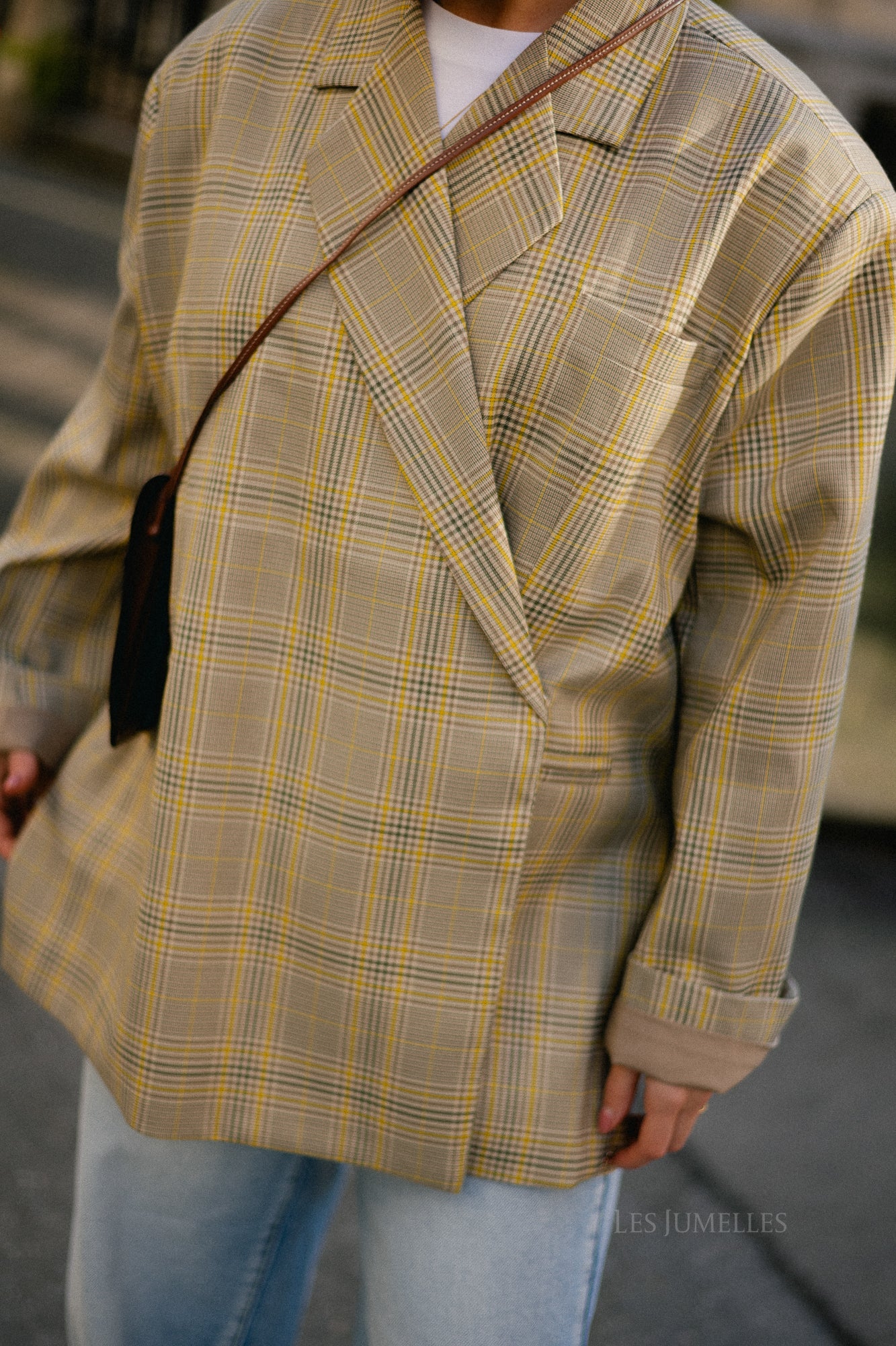 Chloe oversized signature check blazer taupe/yellow