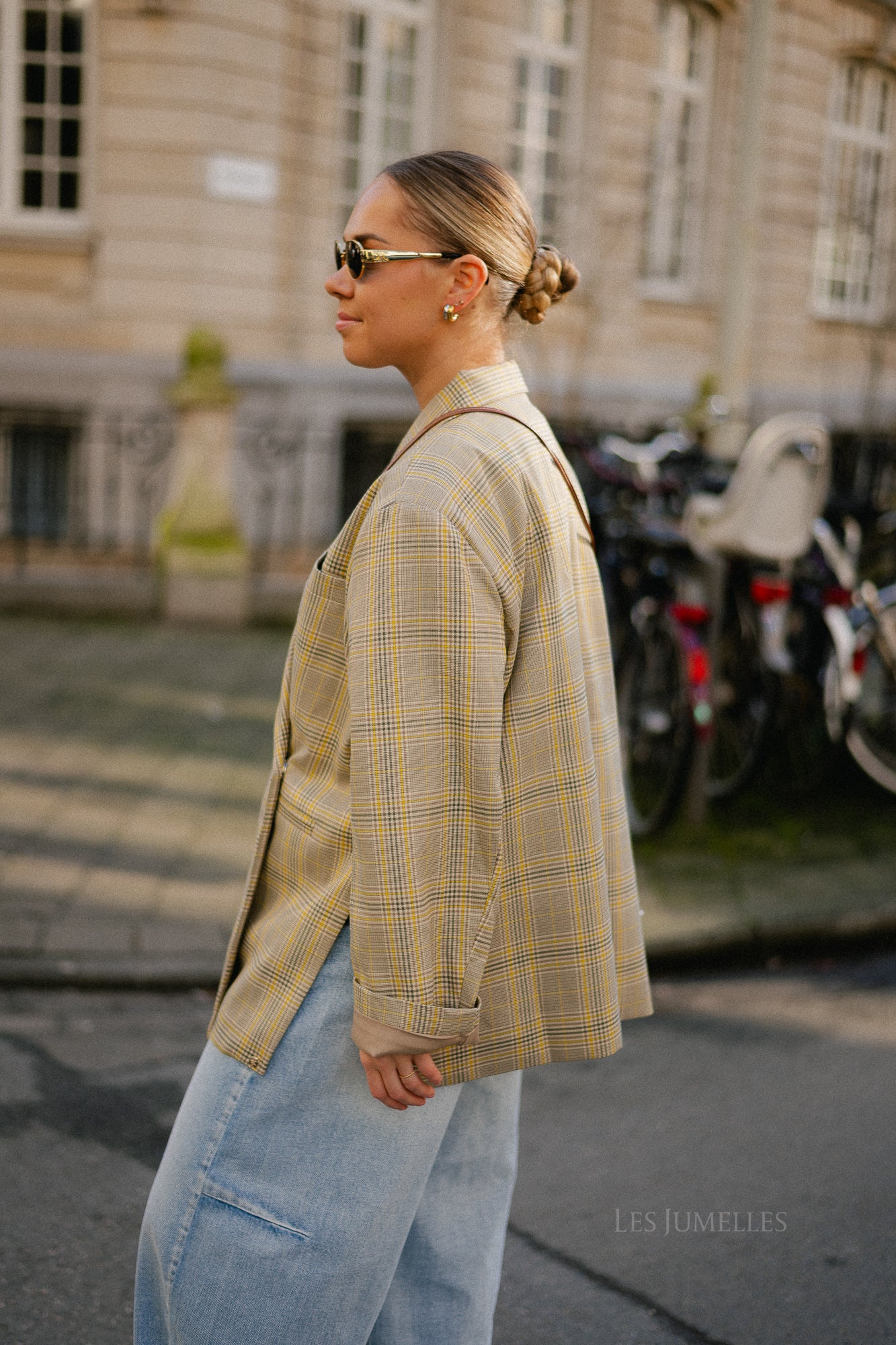 Chloe oversized signature check blazer taupe/yellow