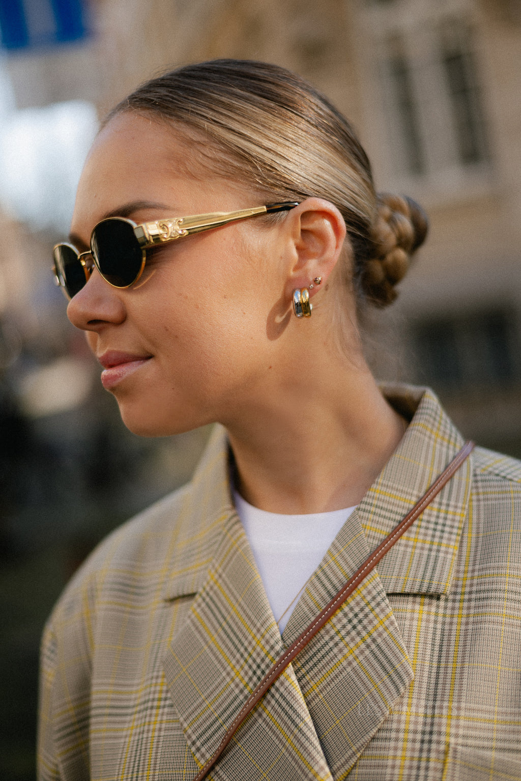 Double huggie earrings bicolor