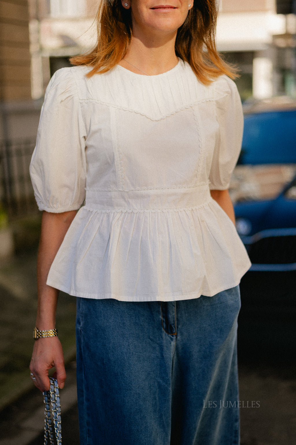OBJKelly 2/4 O-neck top cloud dancer