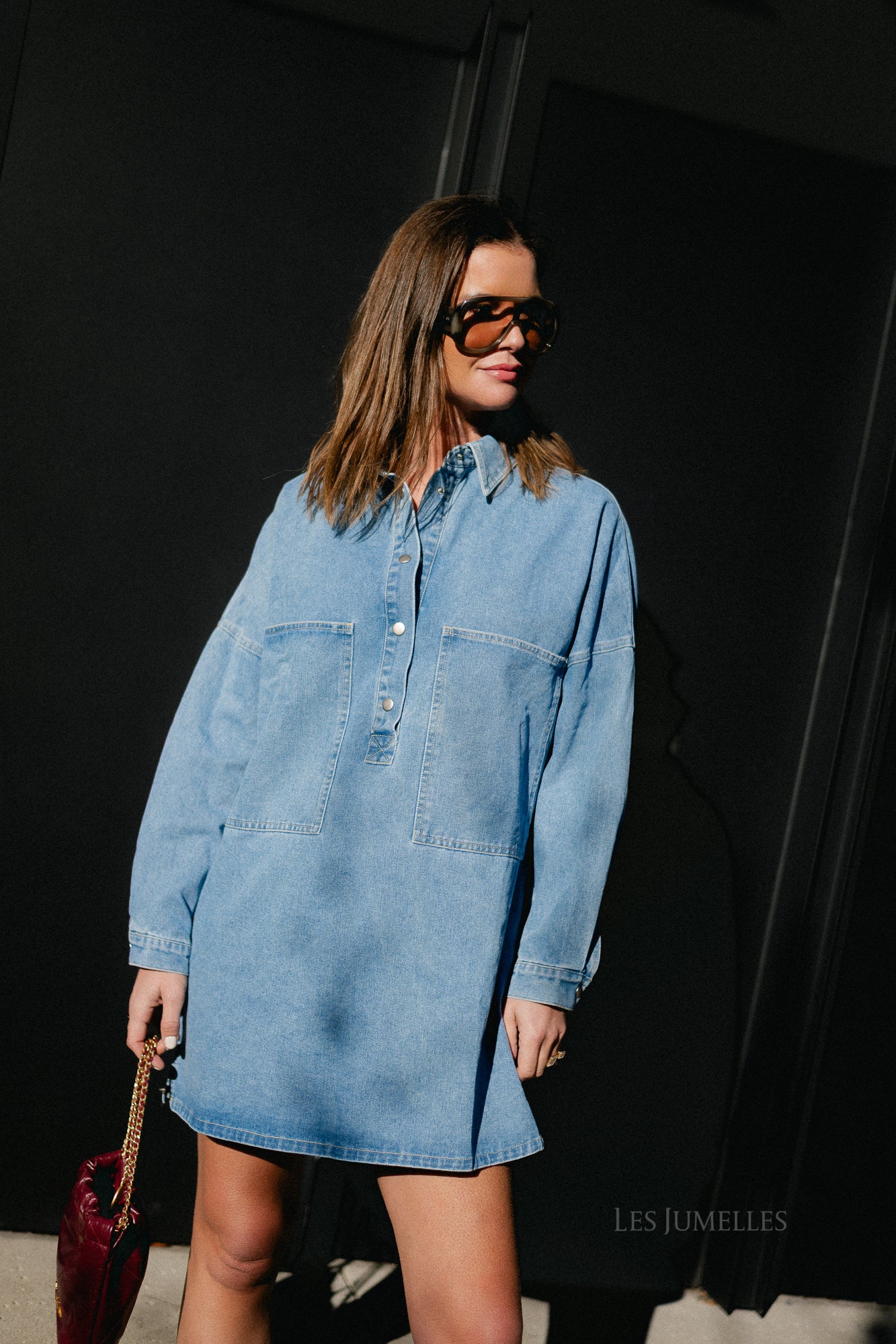 Jenny LS denim dress medium blue