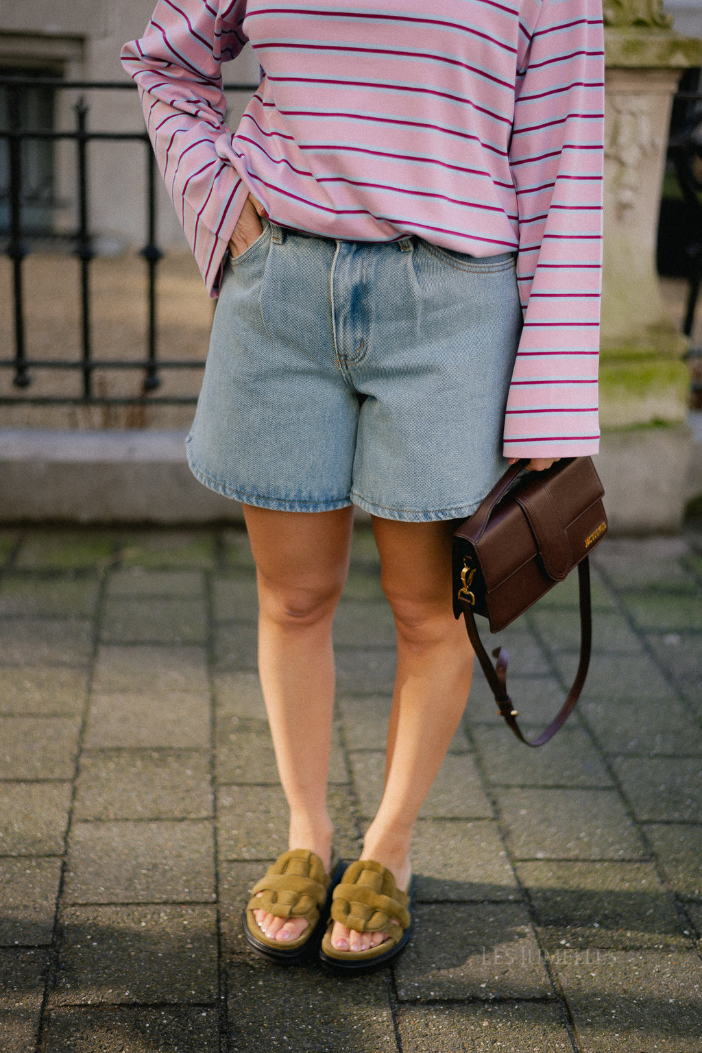 OBJNelly LO shorts light blue denim