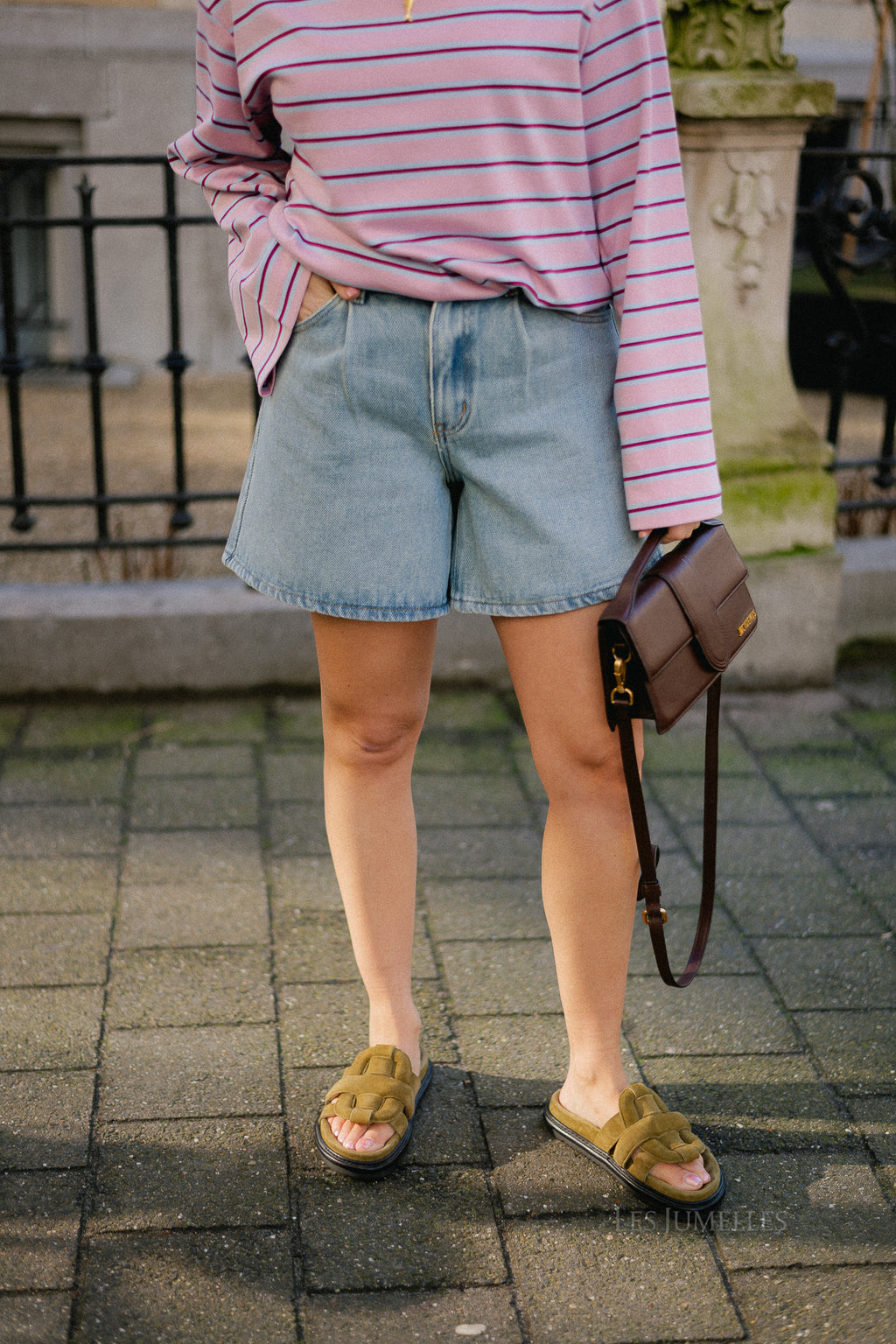 OBJNelly LO shorts light blue denim