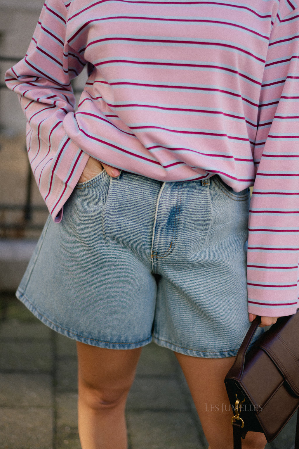 OBJNelly LO shorts light blue denim