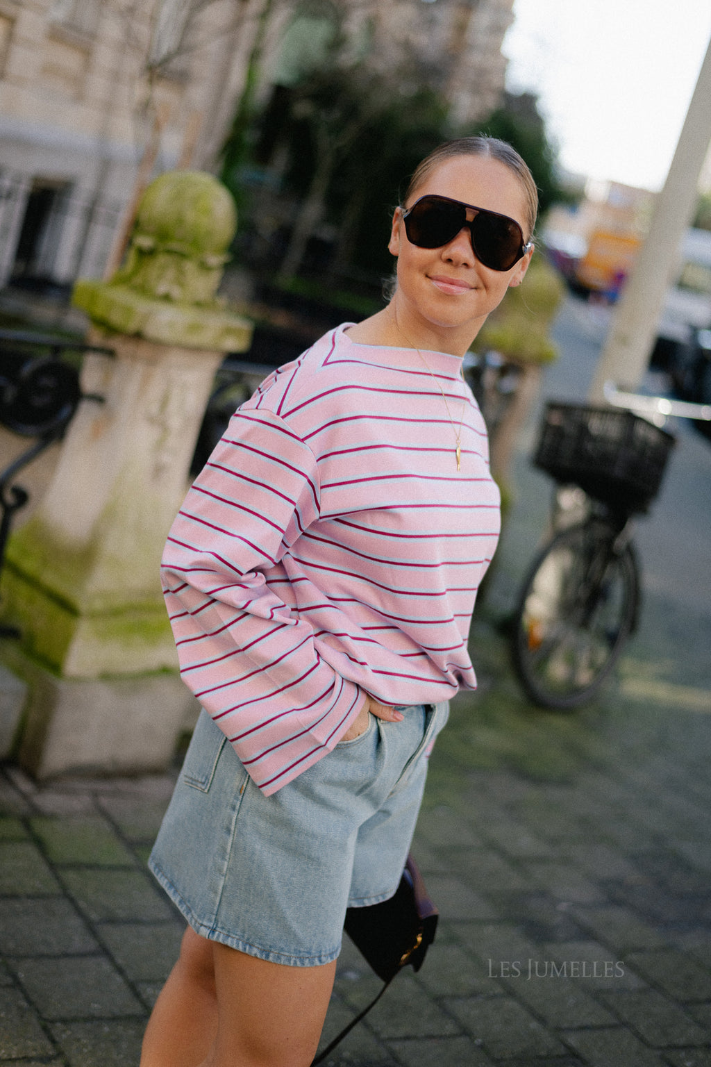 OBJNelly LO shorts light blue denim