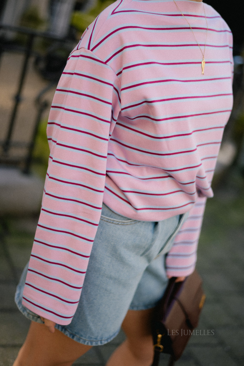 SLFPolly LS boatneck striped tee bleached mauve