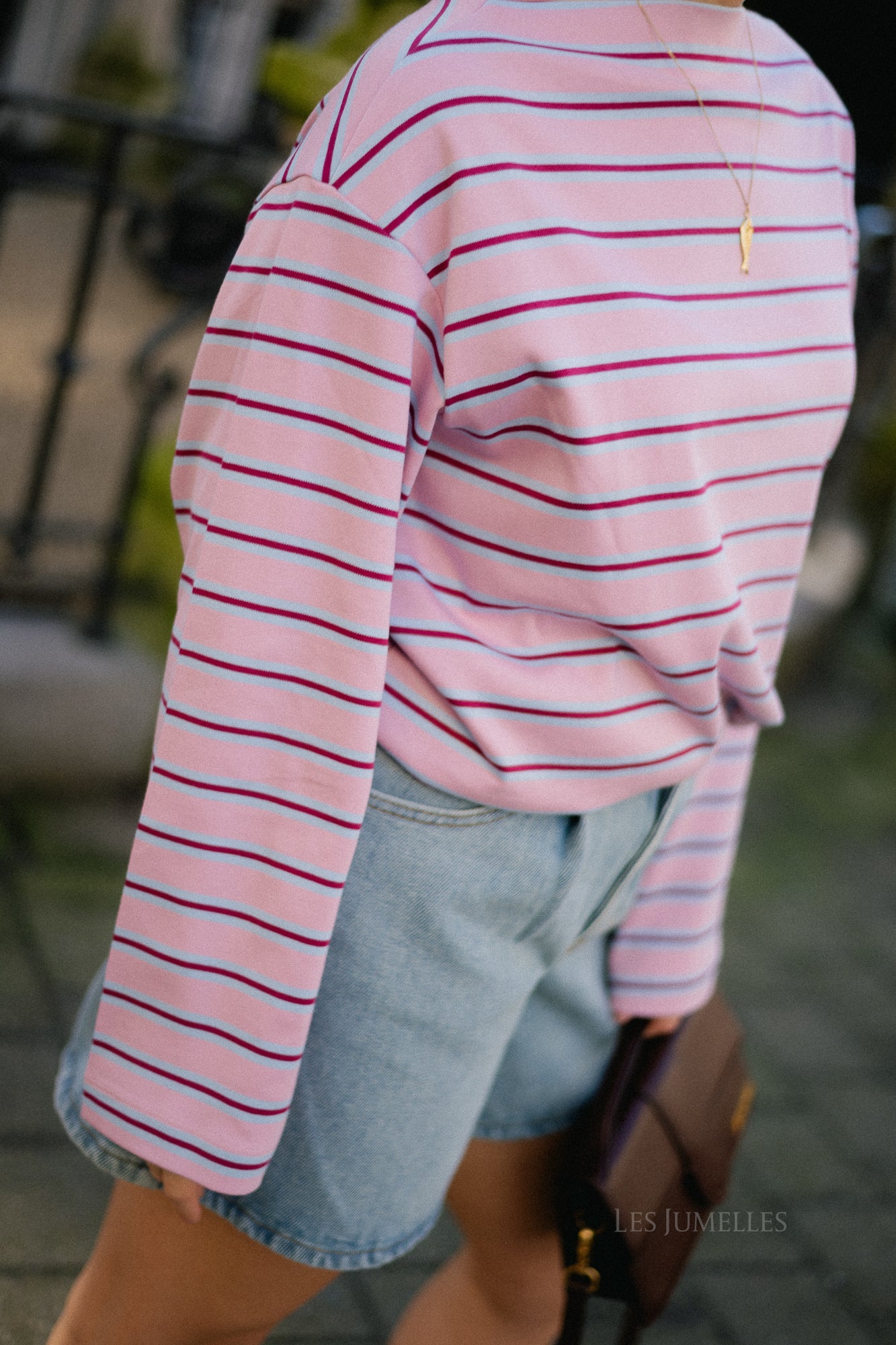 SLFPolly LS boatneck striped tee bleached mauve