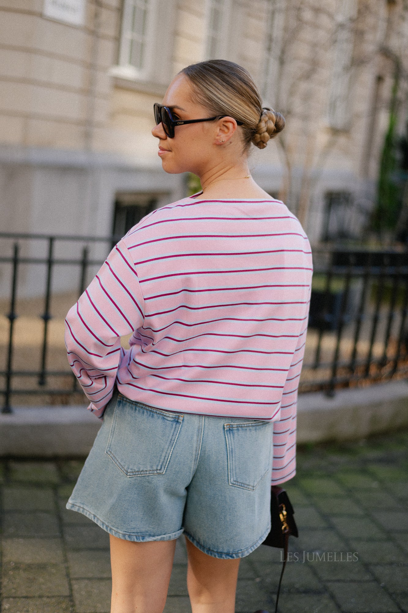 SLFPolly LS boatneck striped tee bleached mauve