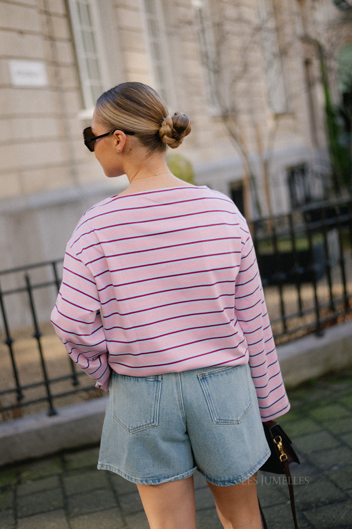 SLFPolly LS boatneck striped tee bleached mauve