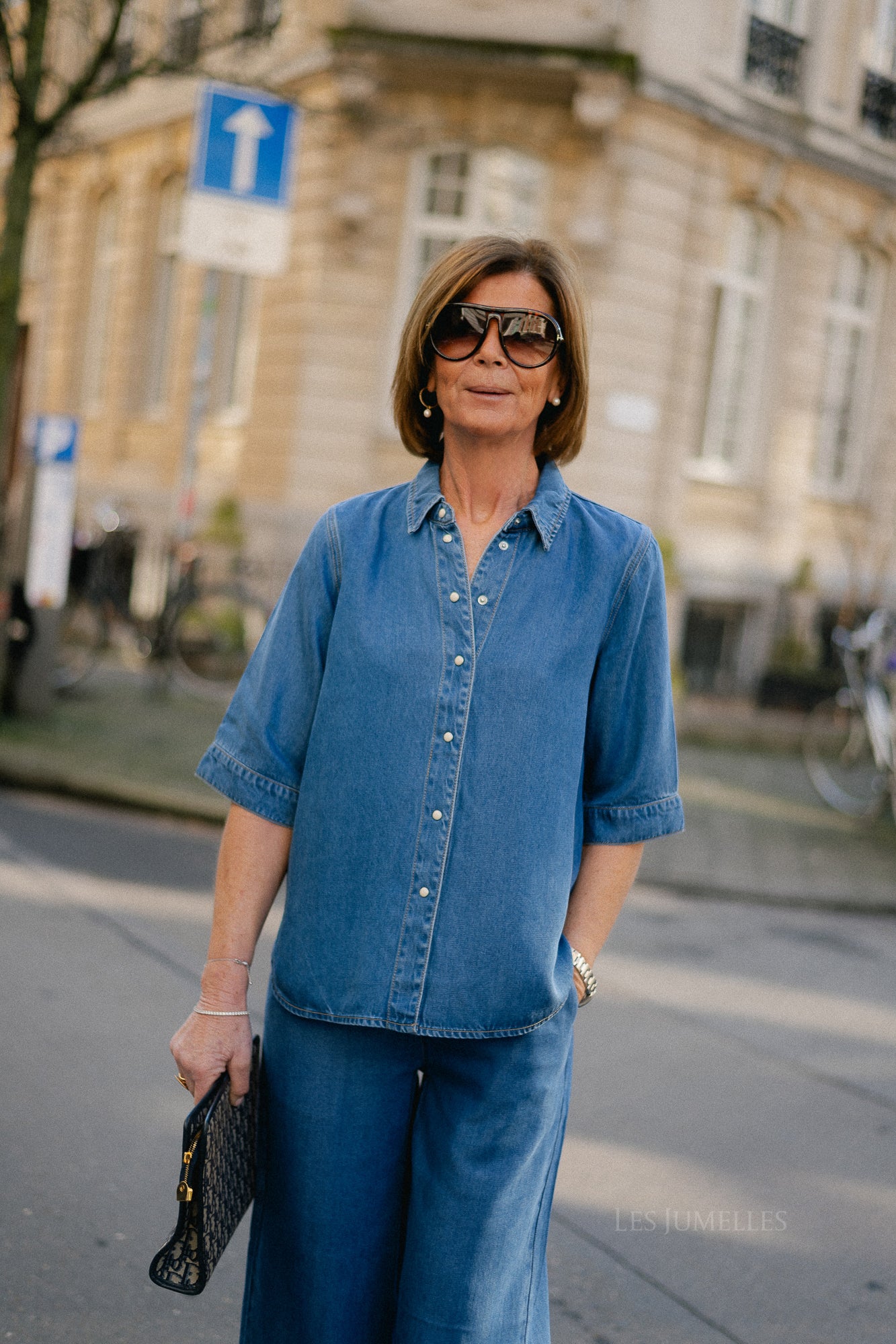 OBJFrame 2/4 RE denim top medium blue denim