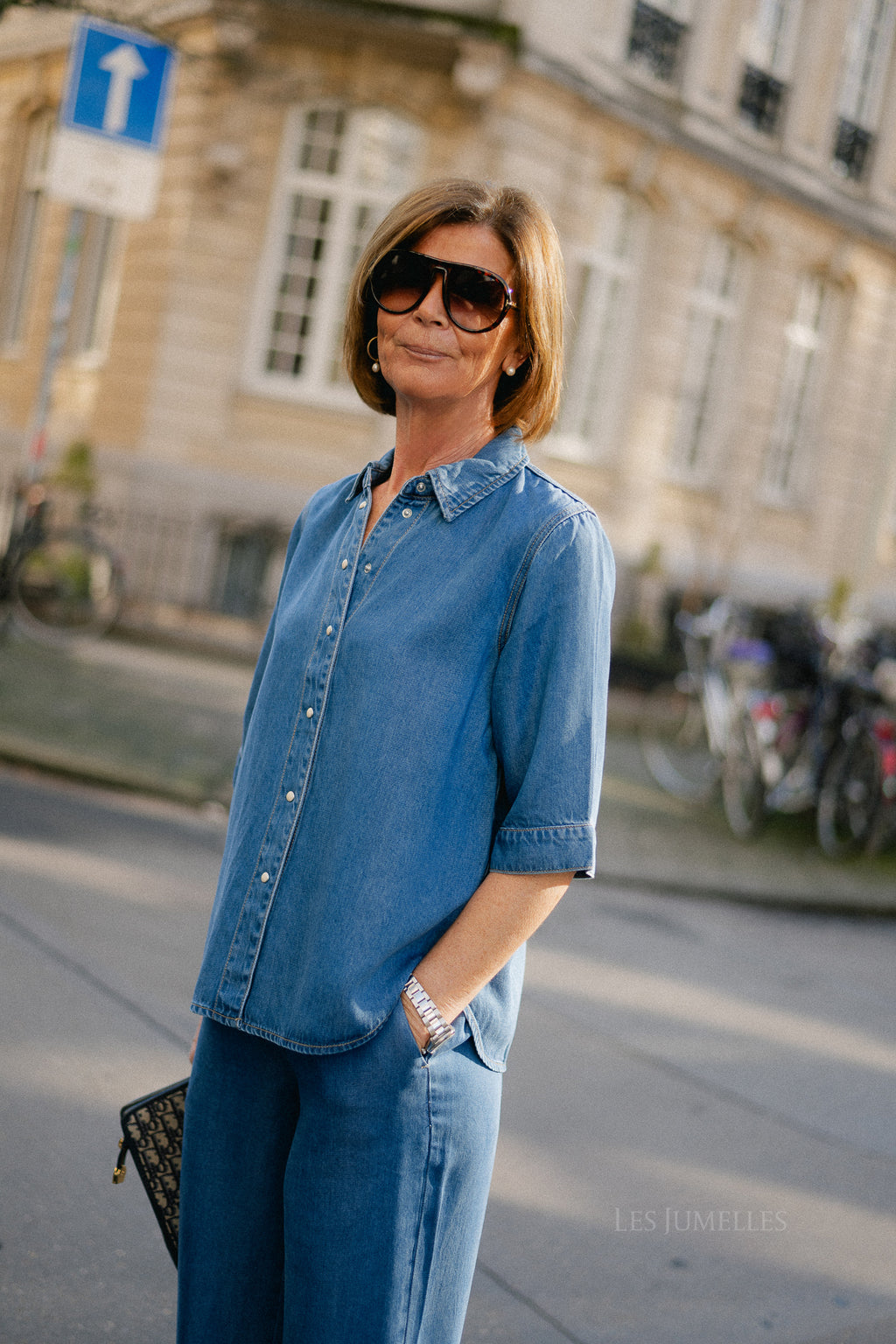 OBJFrame 2/4 RE denim top medium blue denim