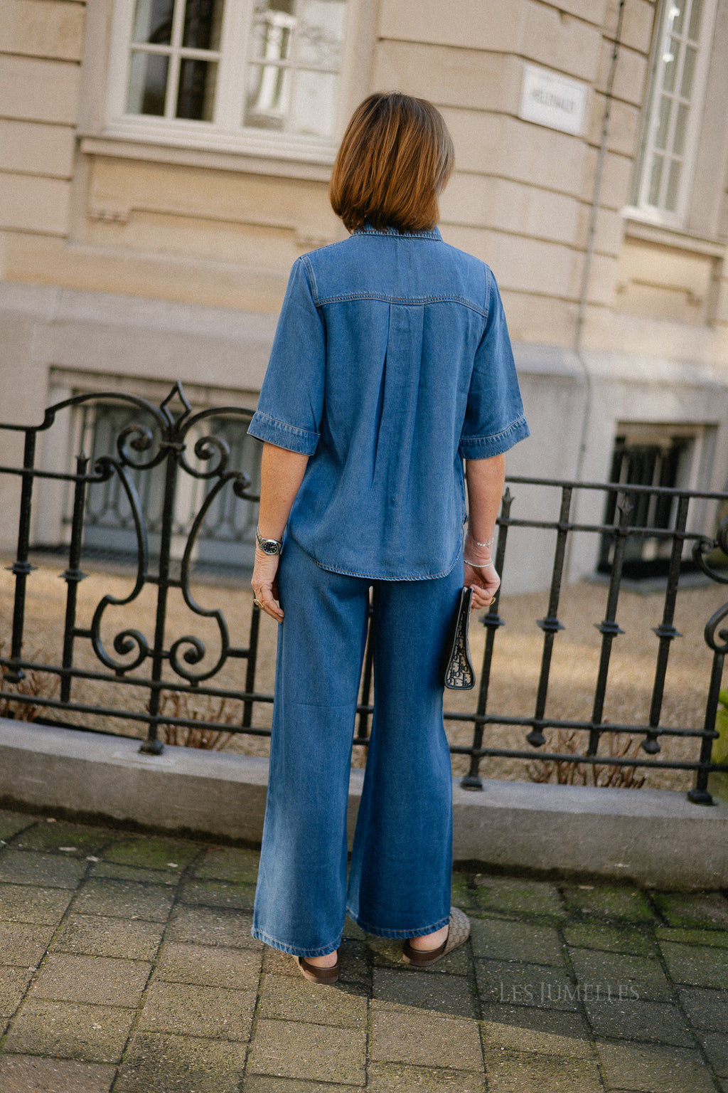 OBJFrame Lisa wide MW pant medium blue denim
