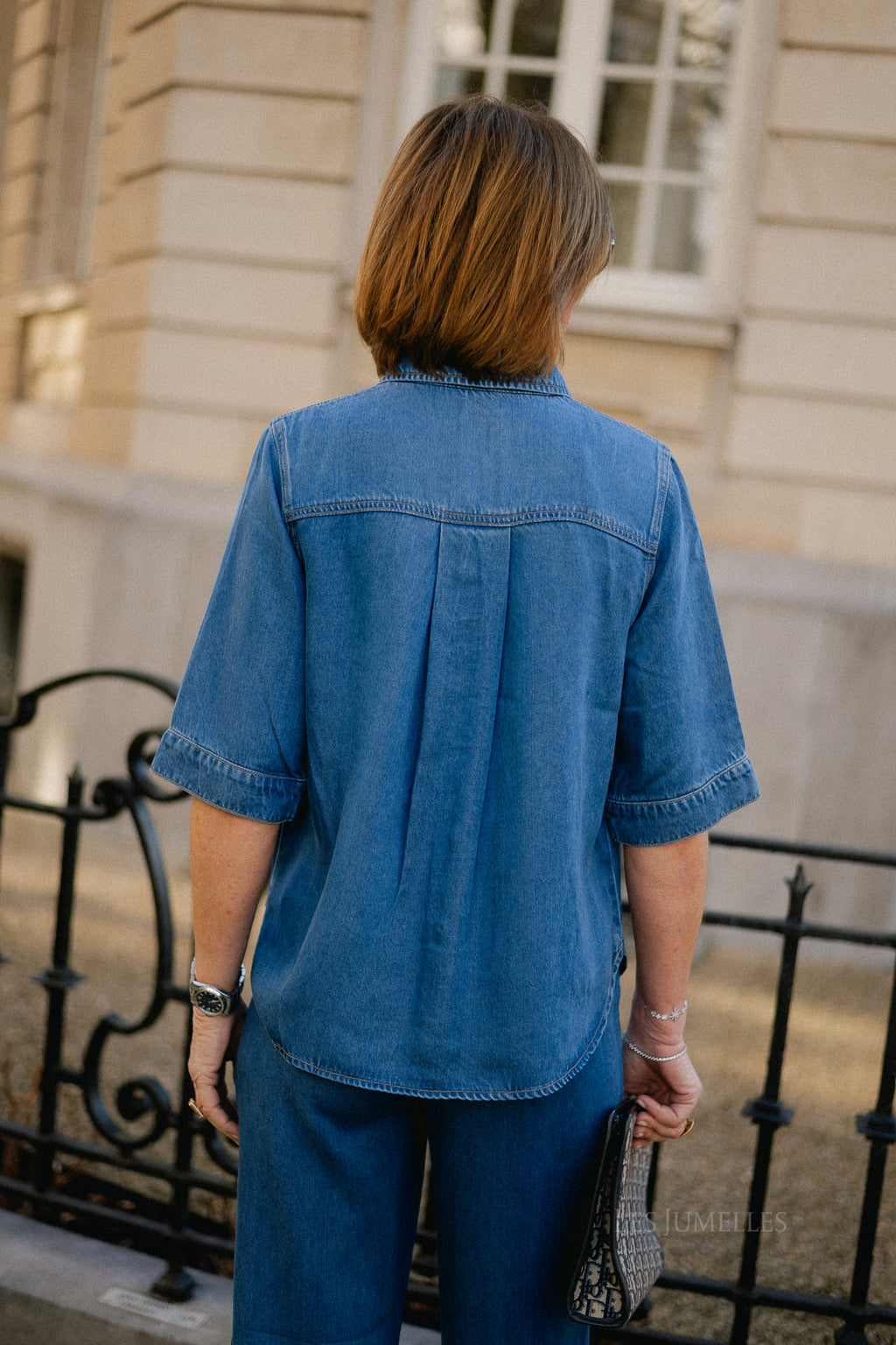 OBJFrame 2/4 RE denim top medium blue denim