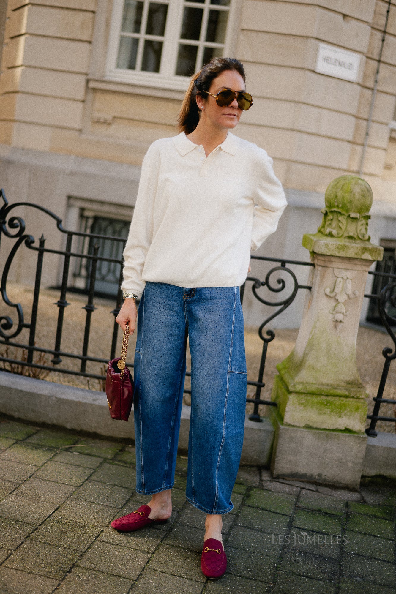 Elisabeth long-sleeve polo shirt offwhite