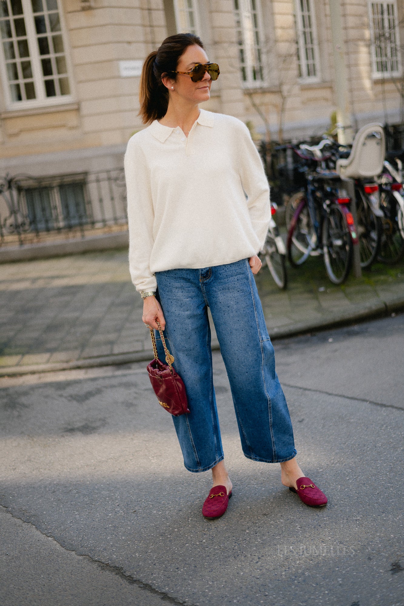 Elisabeth long-sleeve polo shirt offwhite