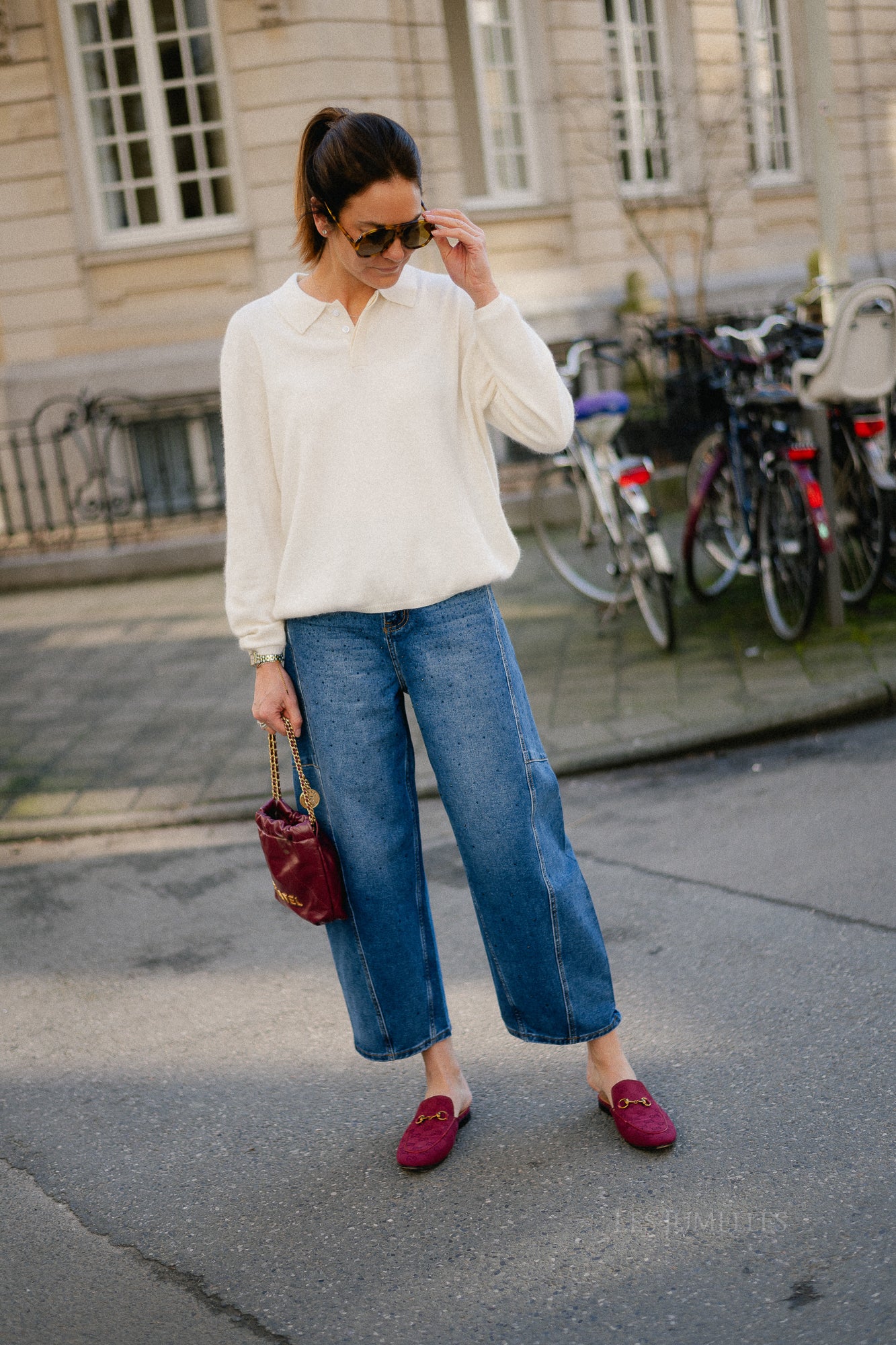 Elisabeth long-sleeve polo shirt offwhite