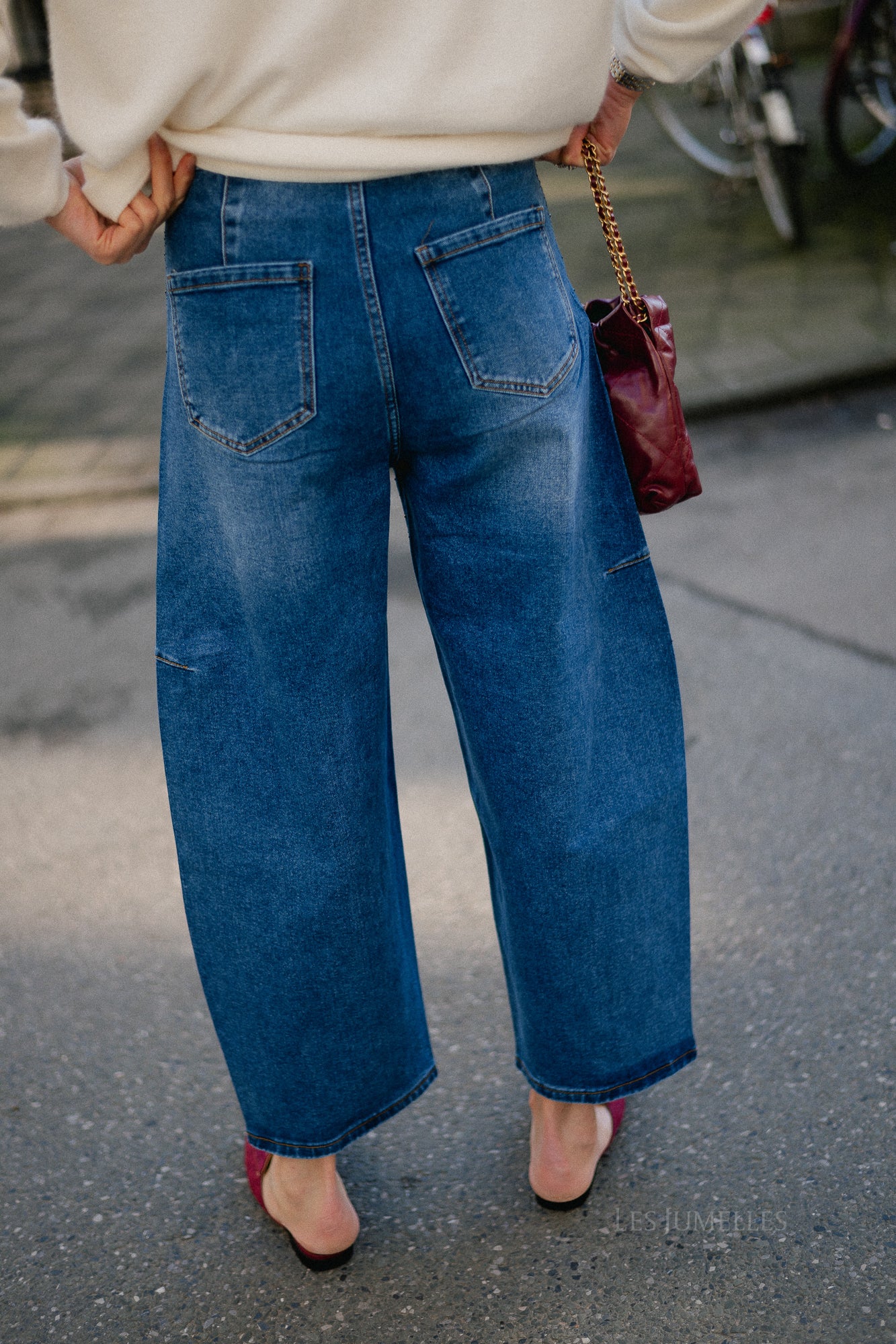 Simone rhinestone baloon-fit jeans dark blue