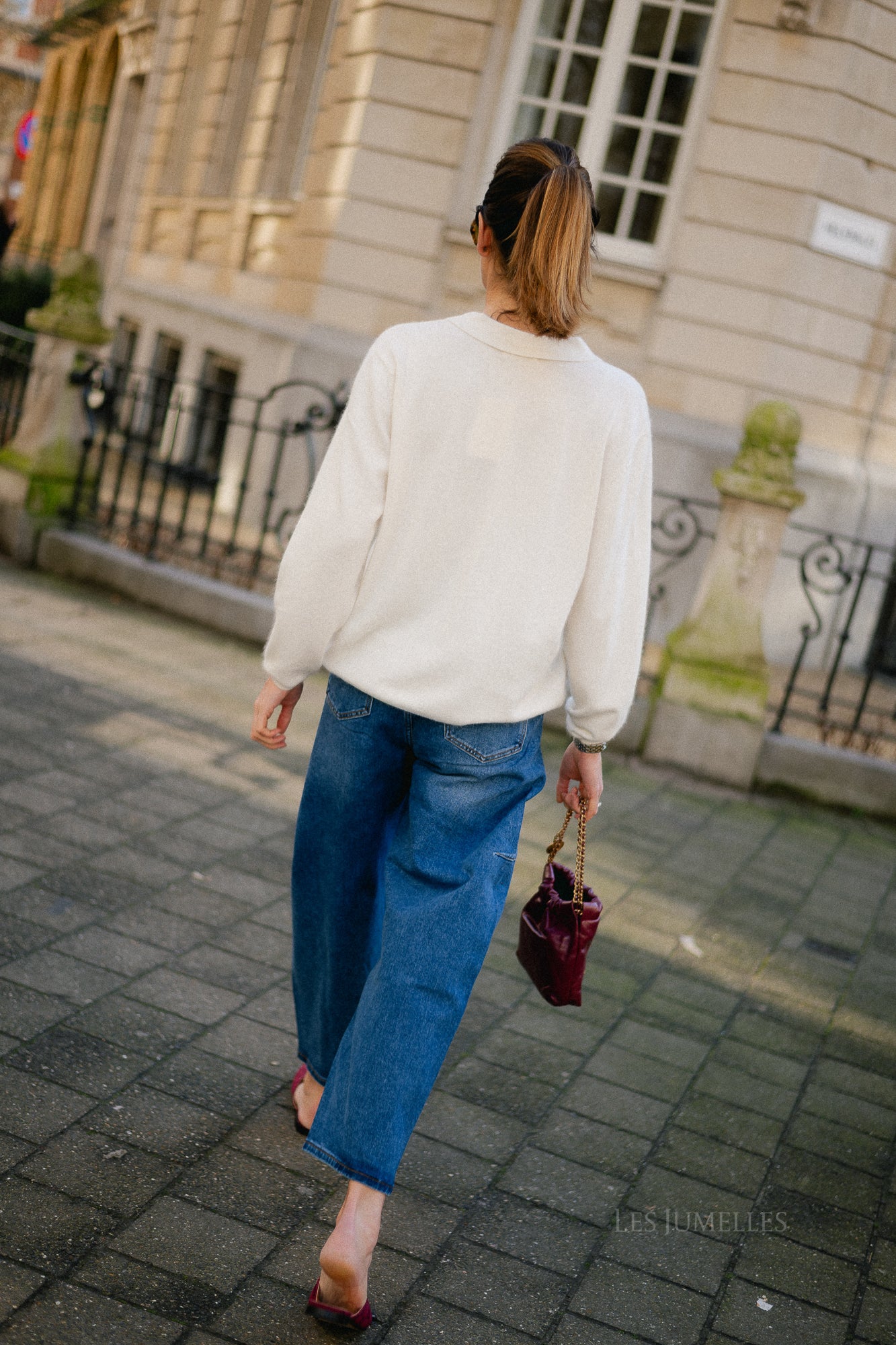 Elisabeth long-sleeve polo shirt offwhite