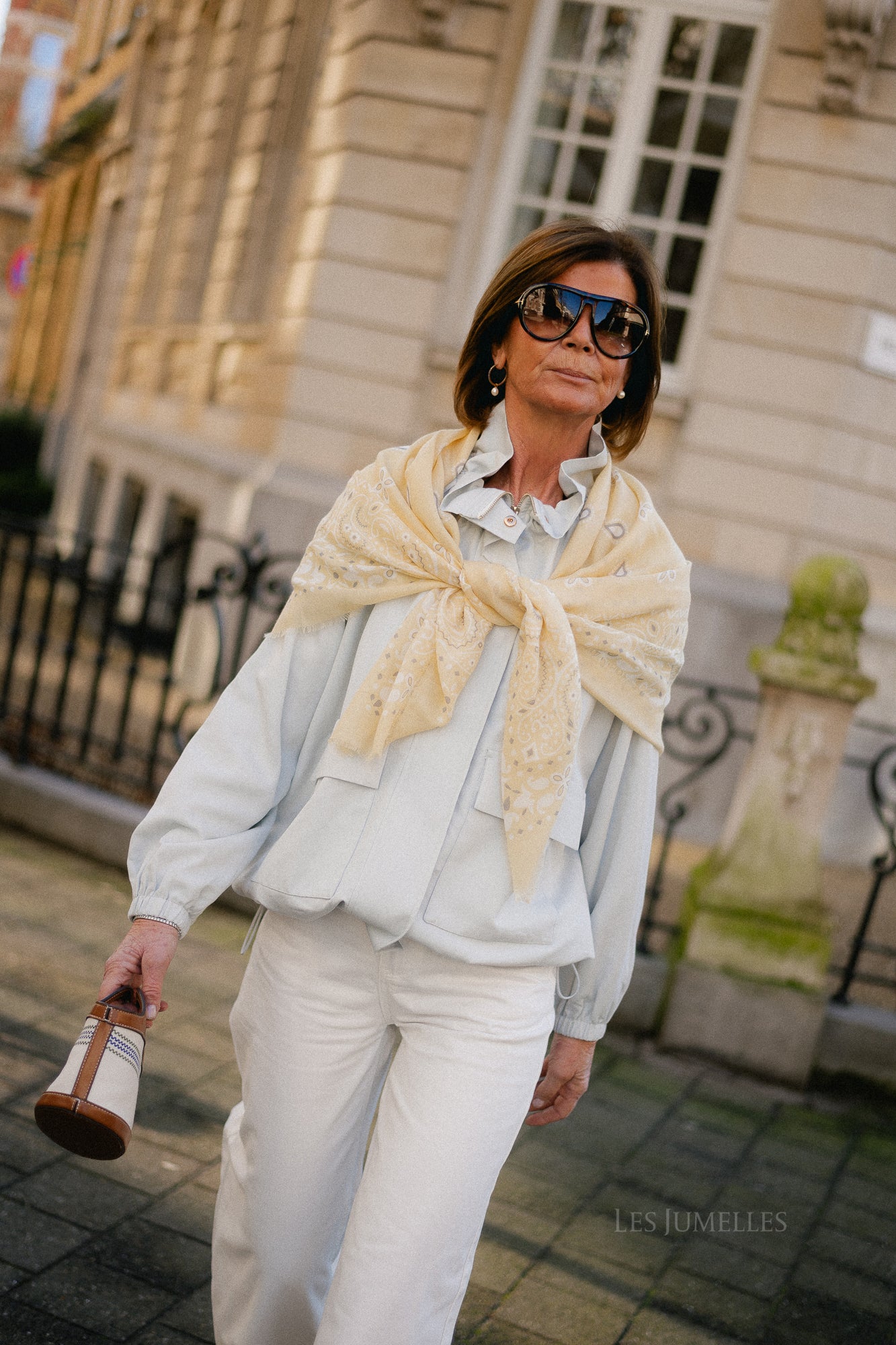 Paisley print scarf pastel yellow