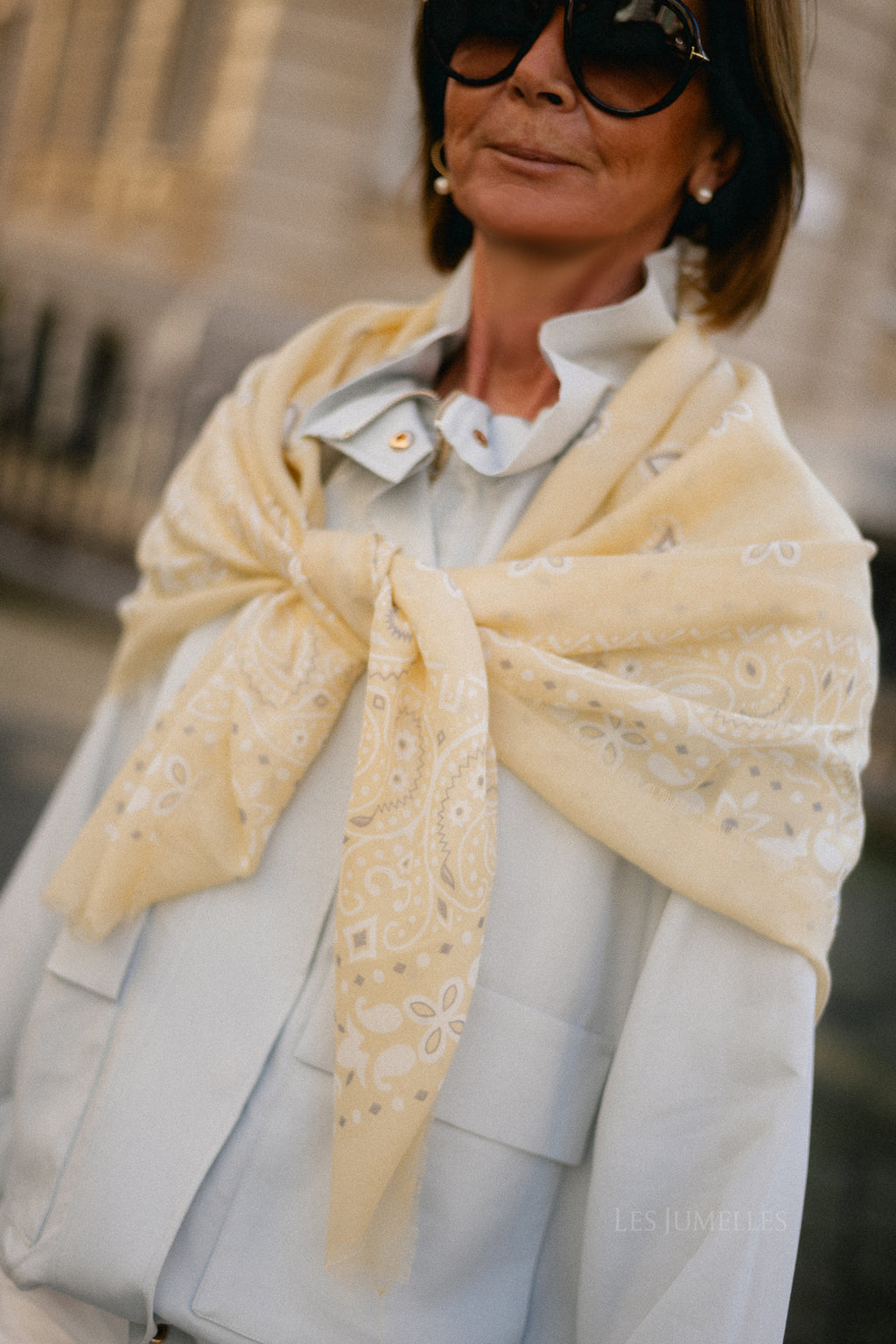 Paisley print scarf pastel yellow