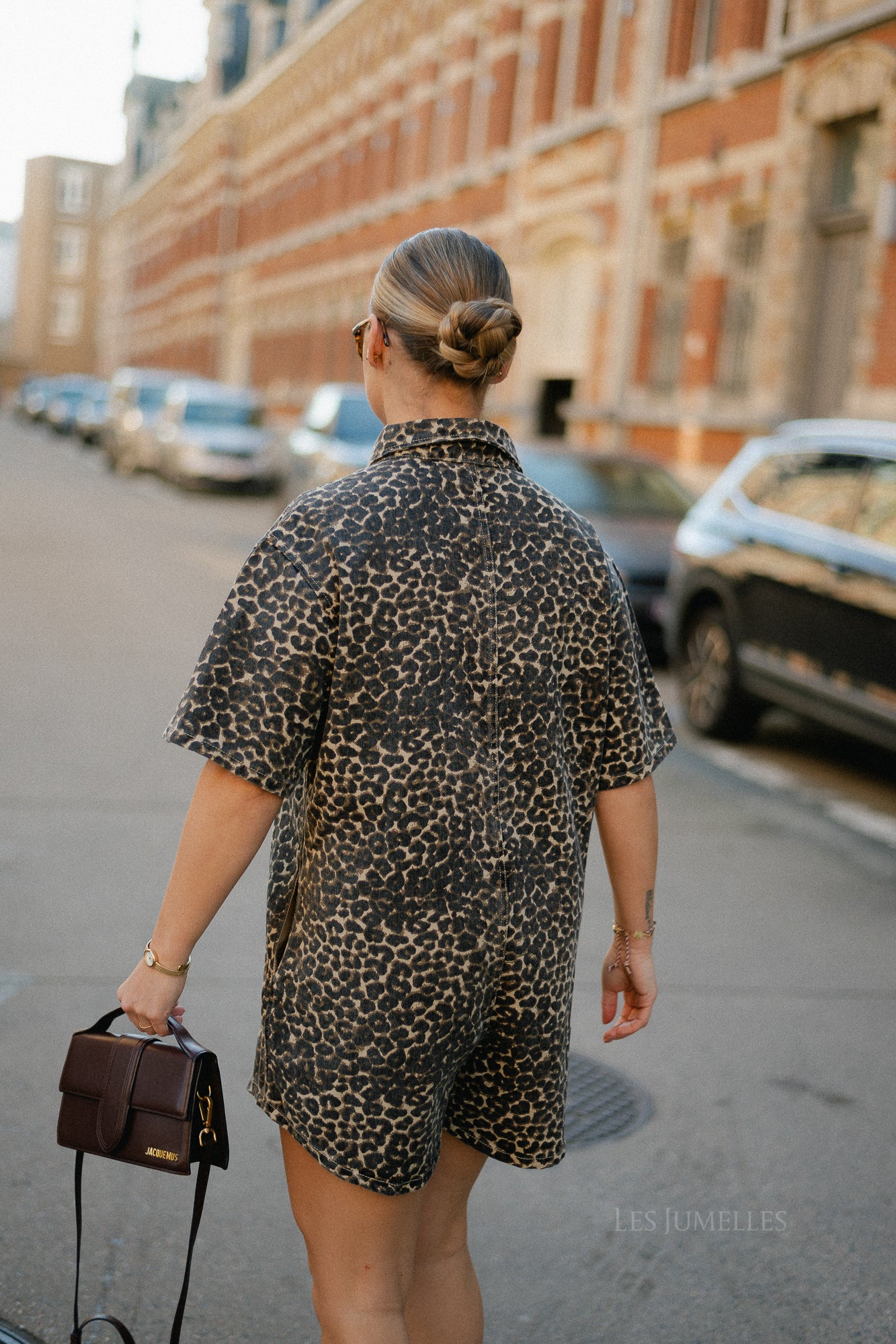 Indy leopard print denim playsuit