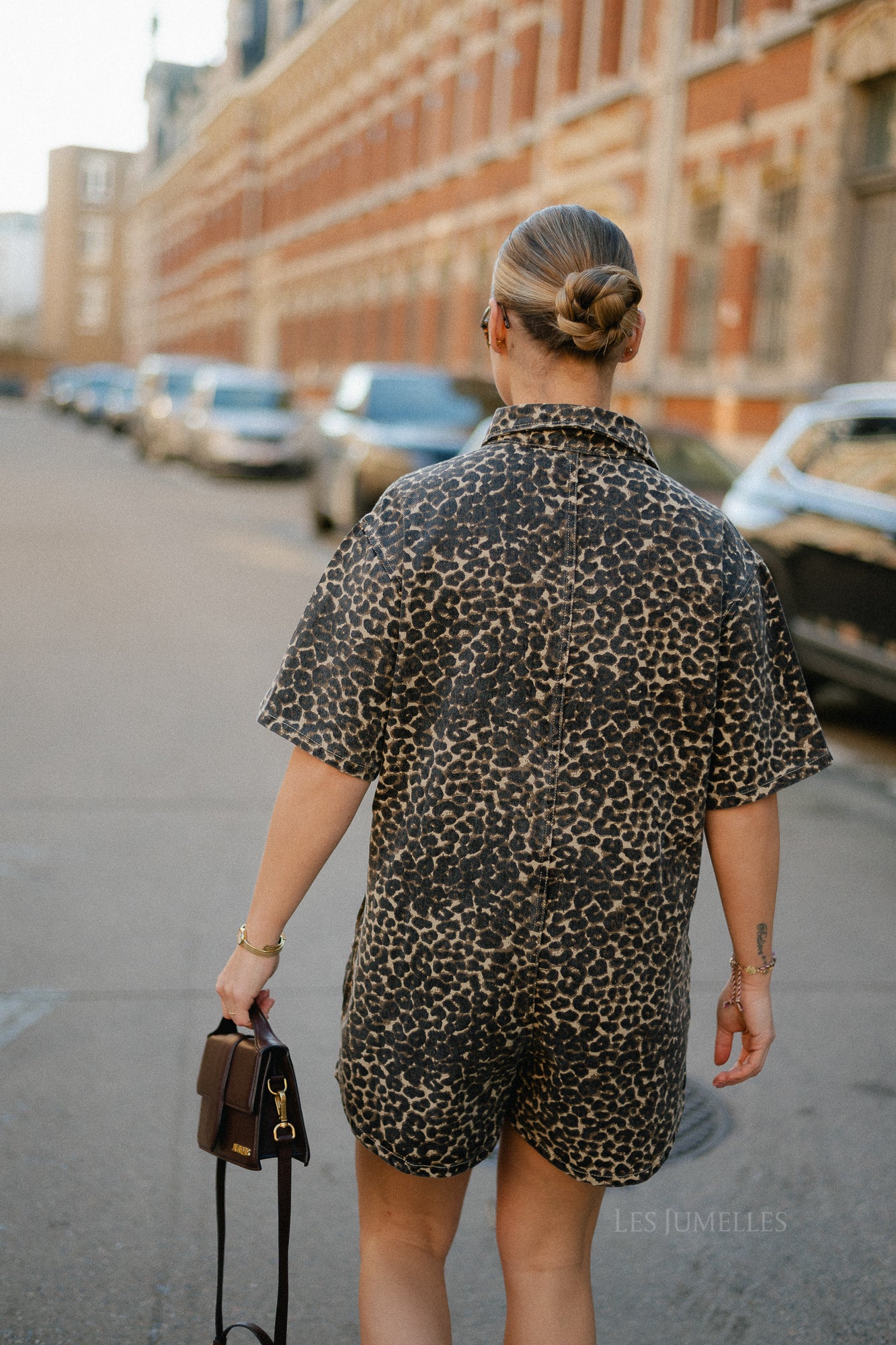 Indy leopard print denim playsuit
