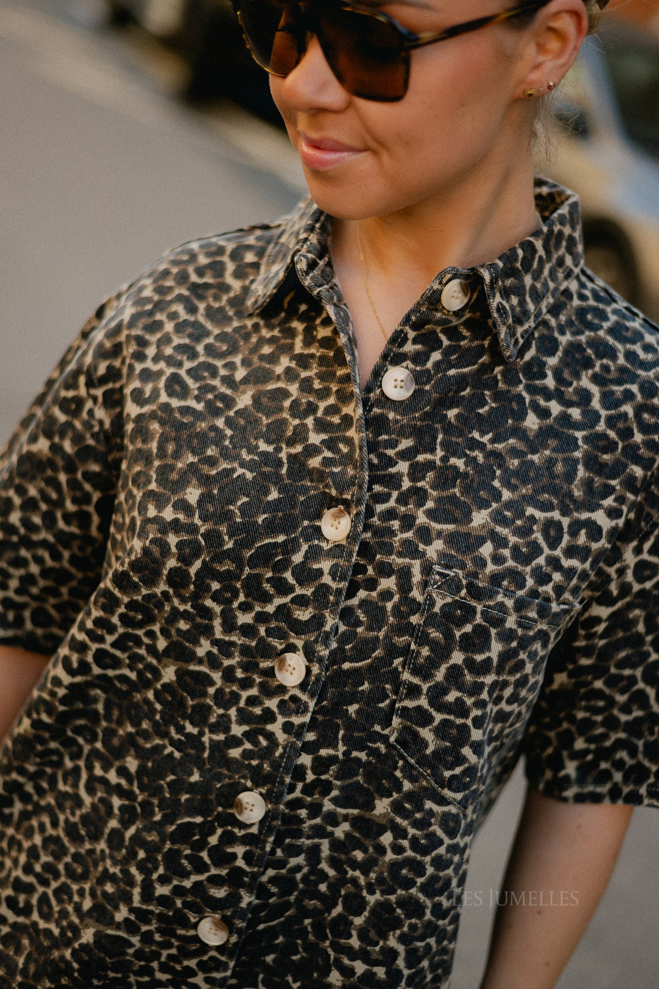 Indy leopard print denim playsuit